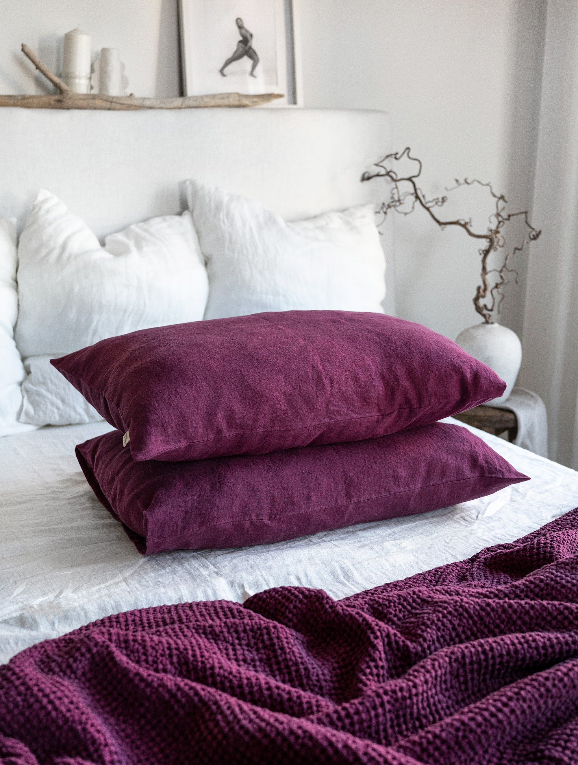 Linen Pillowcase in Fuchsia