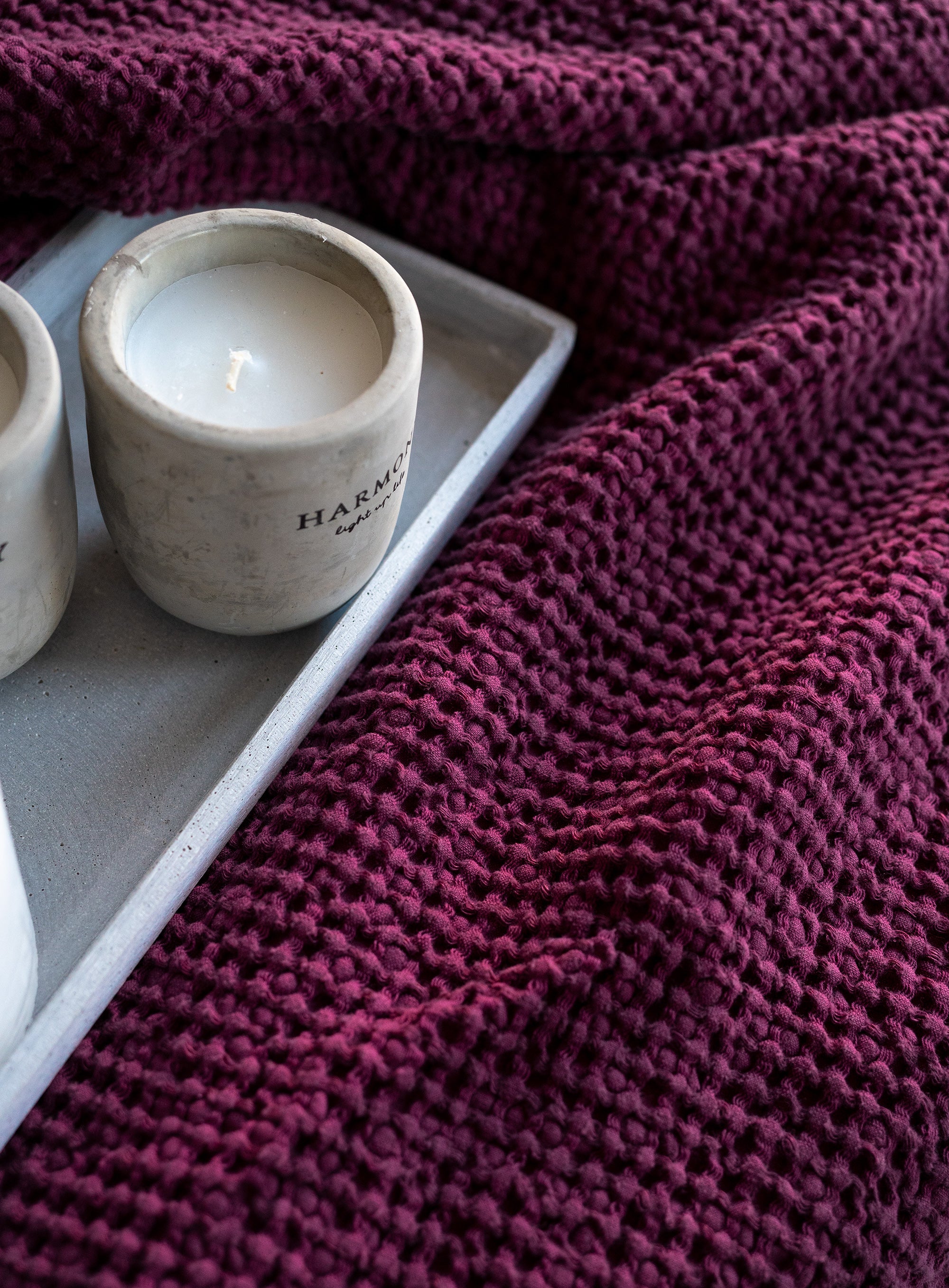 Waffle Blanket in Fuchsia