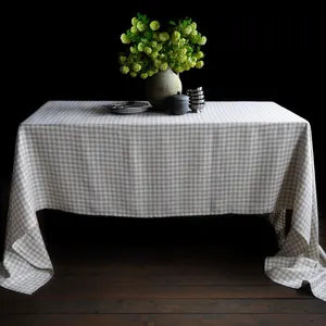 Linen Tablecloth in Natural Gingham