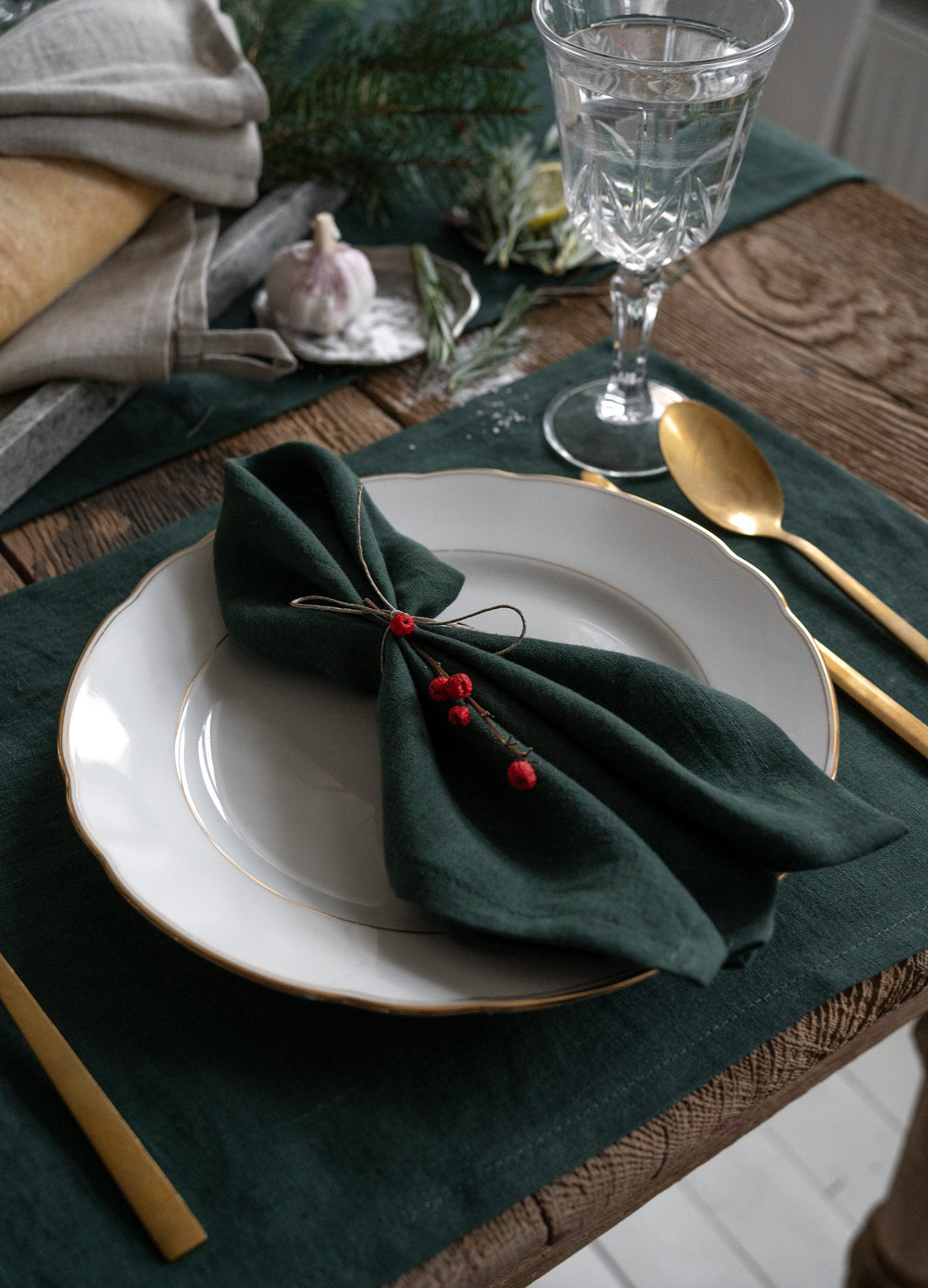 Linen Napkin in Jungle Green