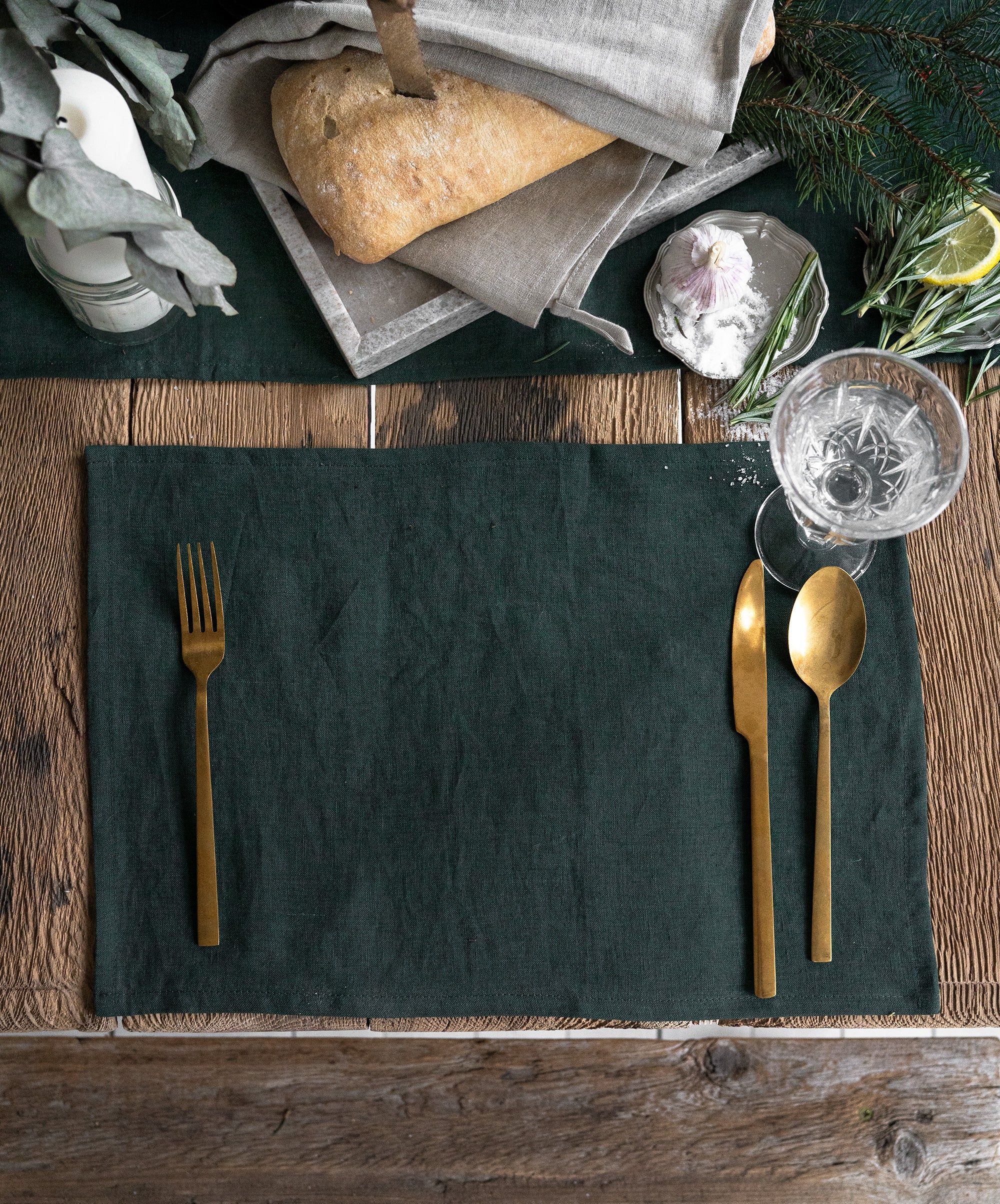 Linen Placemat in Jungle Green