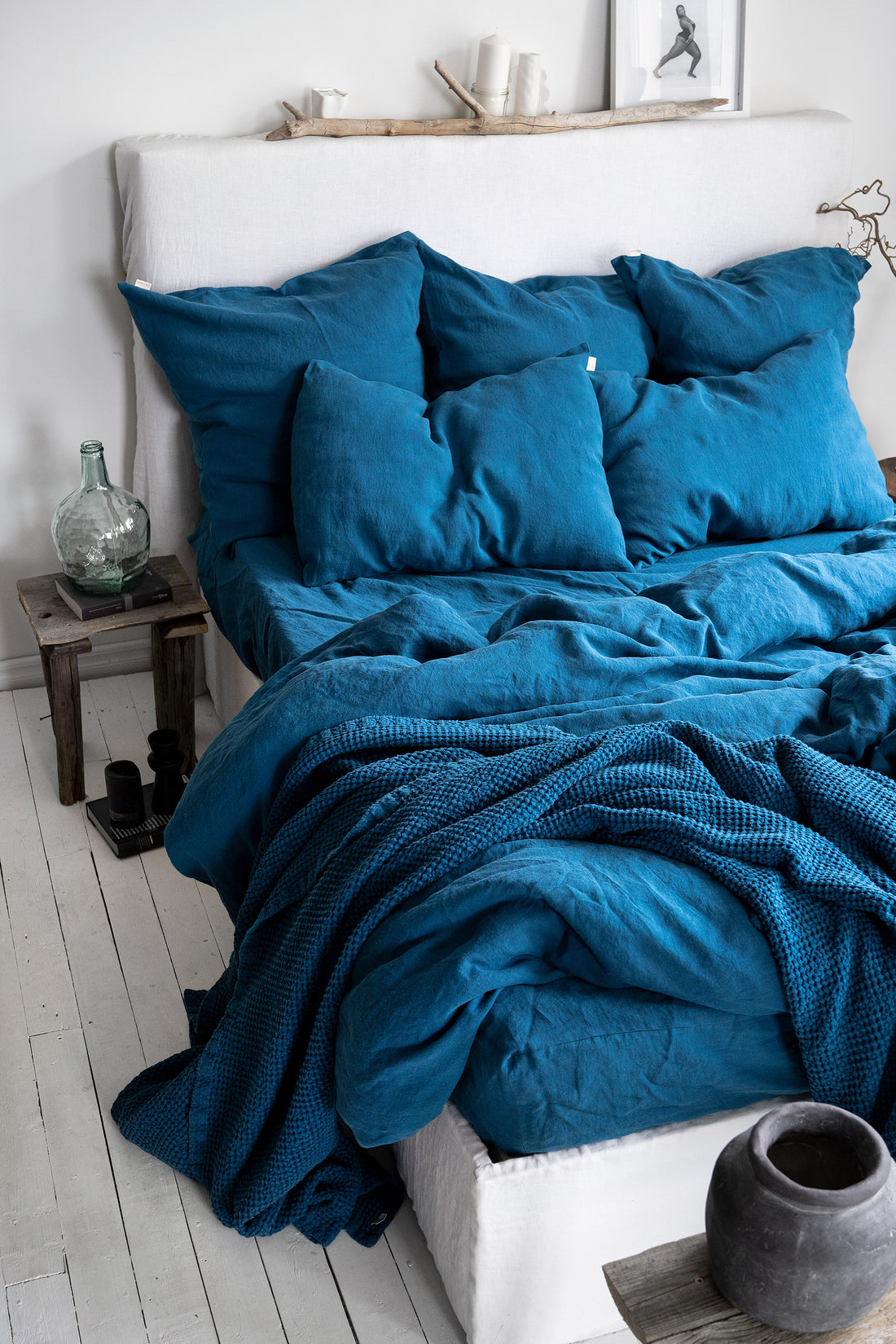 Linen Duvet Cover in Lake Blue