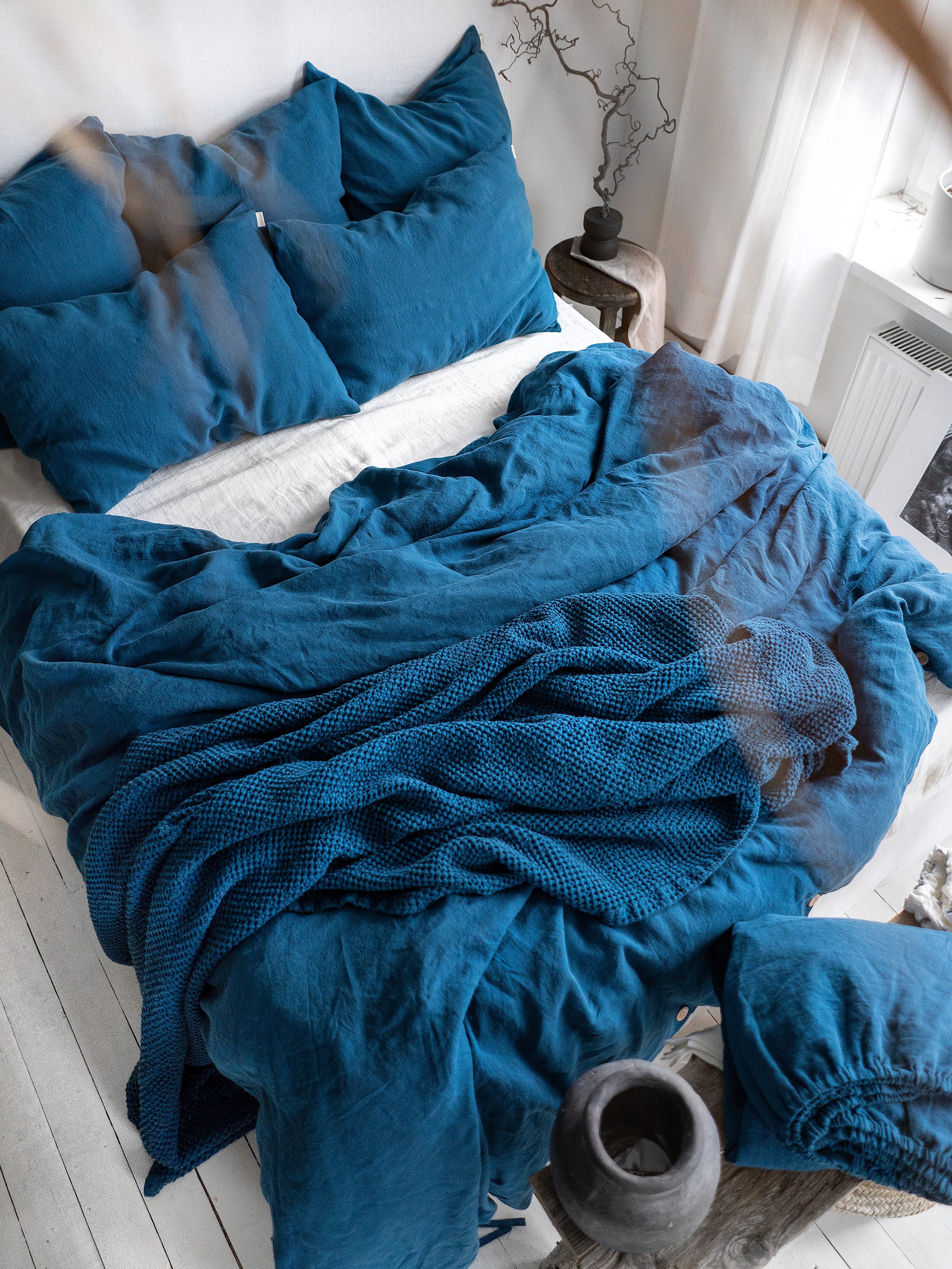 Linen Pillowcase in Lake Blue