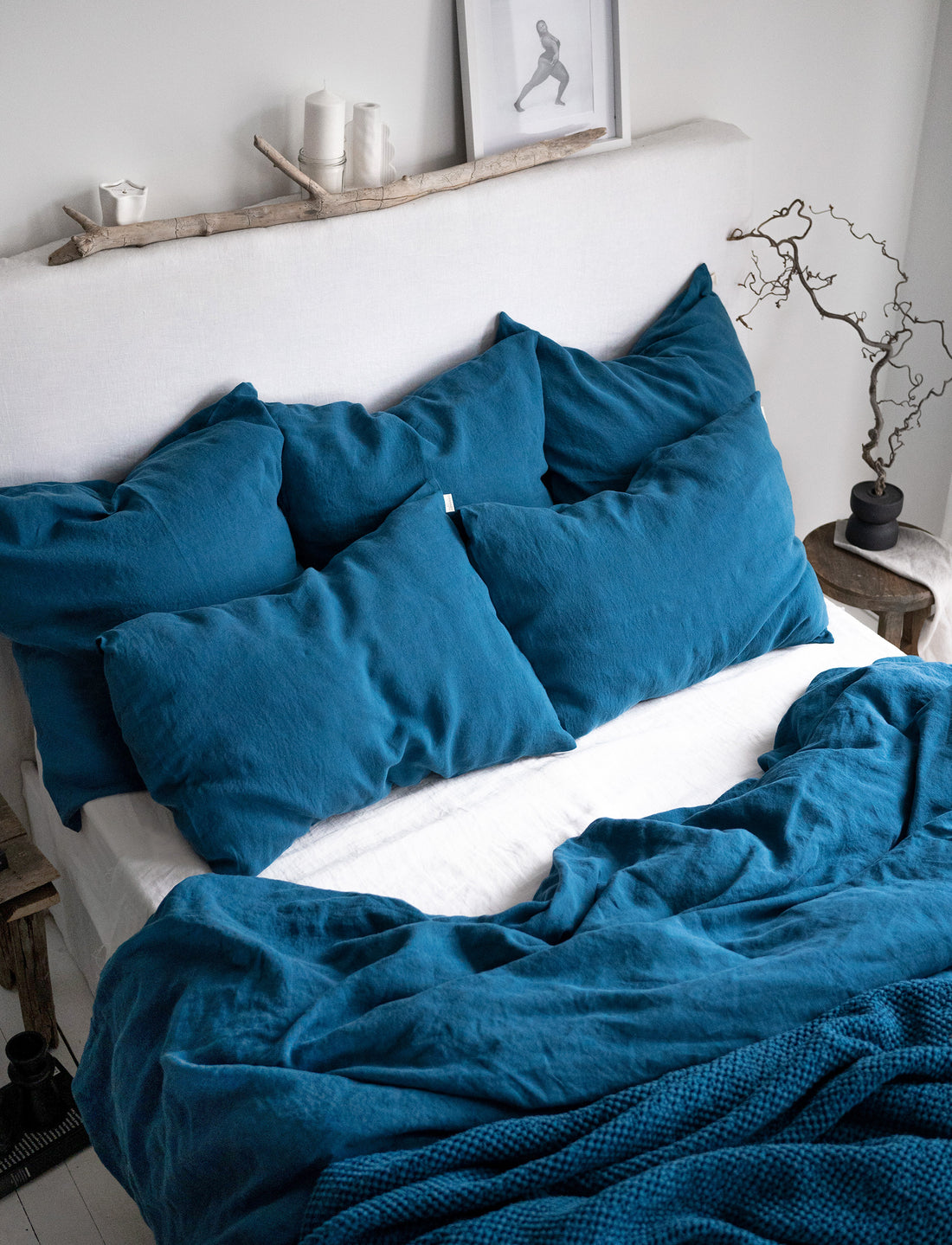 Linen Pillowcase in Lake Blue