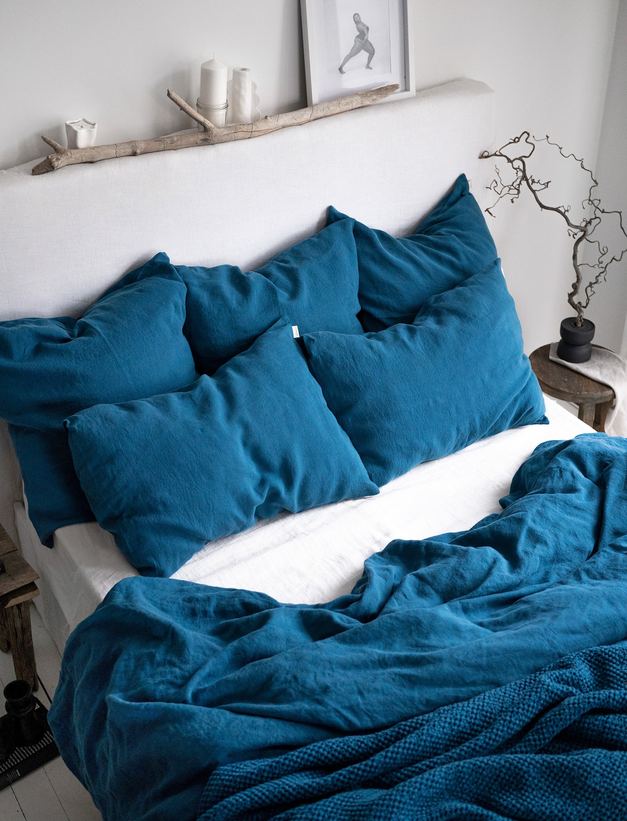 Linen Pillowcase in Lake Blue