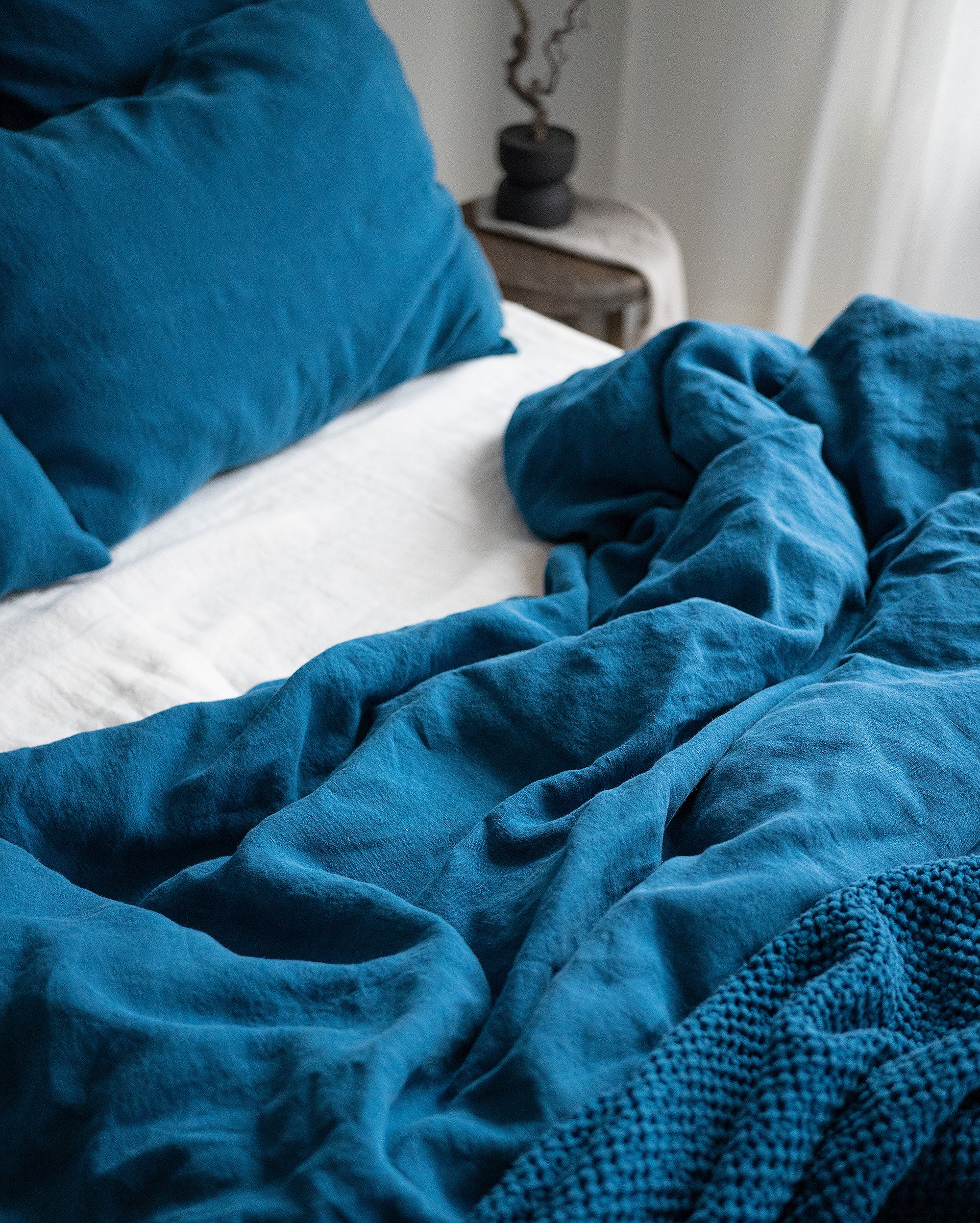 Linen Pillowcase in Lake Blue