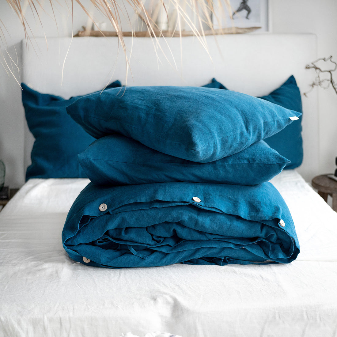 Linen Bedding Set in Lake Blue - Duvet Cover & 2 Pillowcases