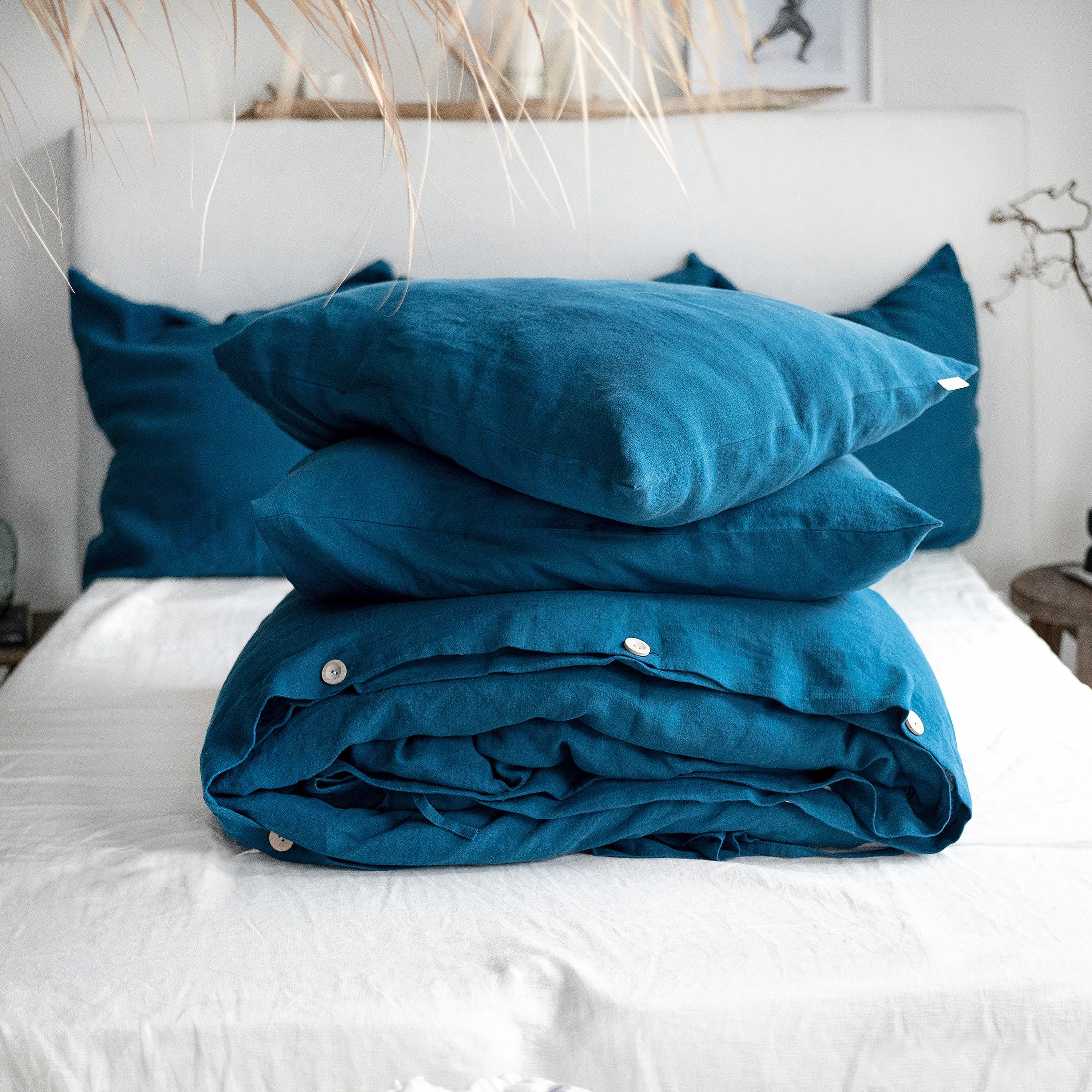 Linen Bedding Set in Lake Blue - Duvet Cover & 2 Pillowcases