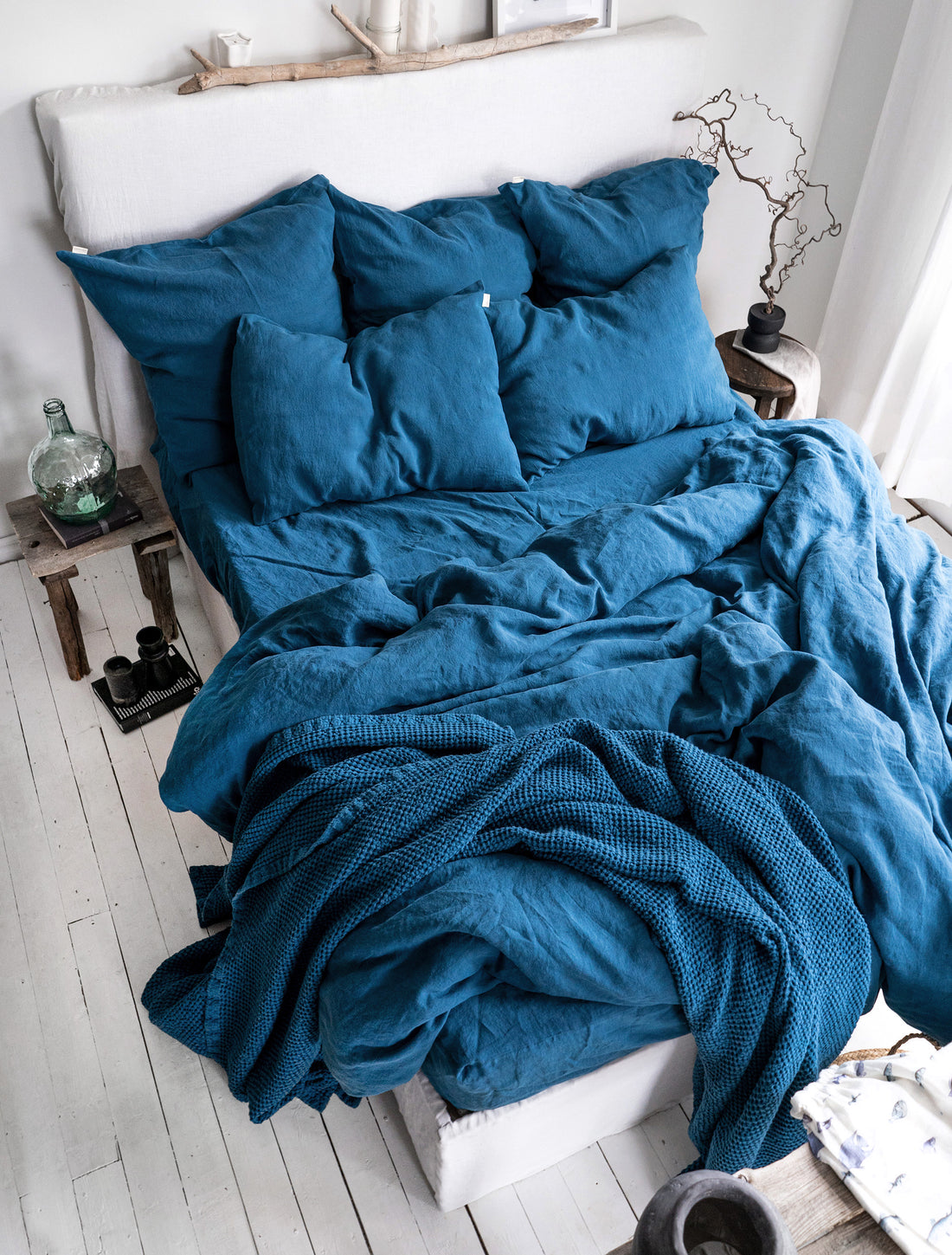 Linen Sheet Set in Lake Blue