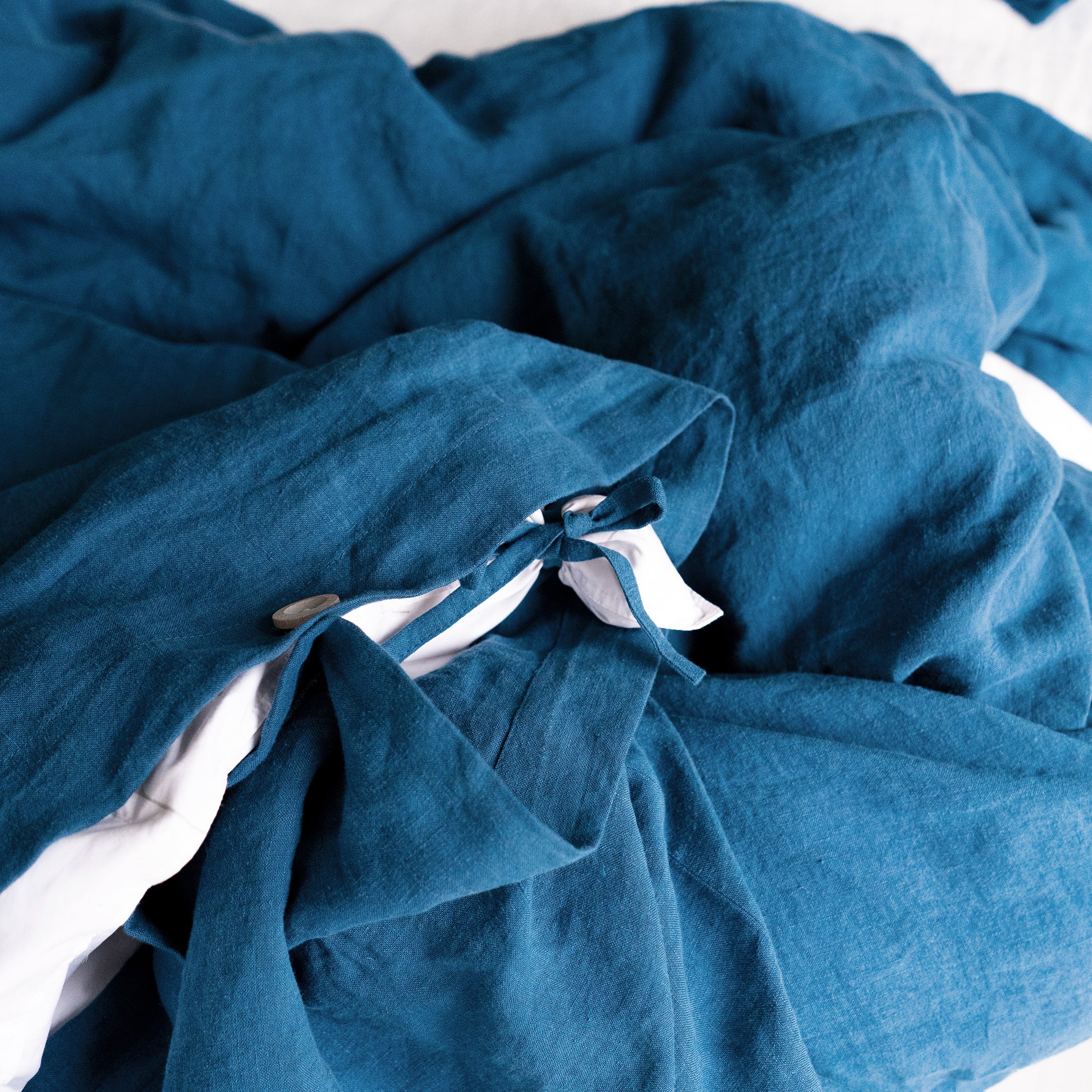 Linen Bedding Set in Lake Blue - Duvet Cover & 2 Pillowcases