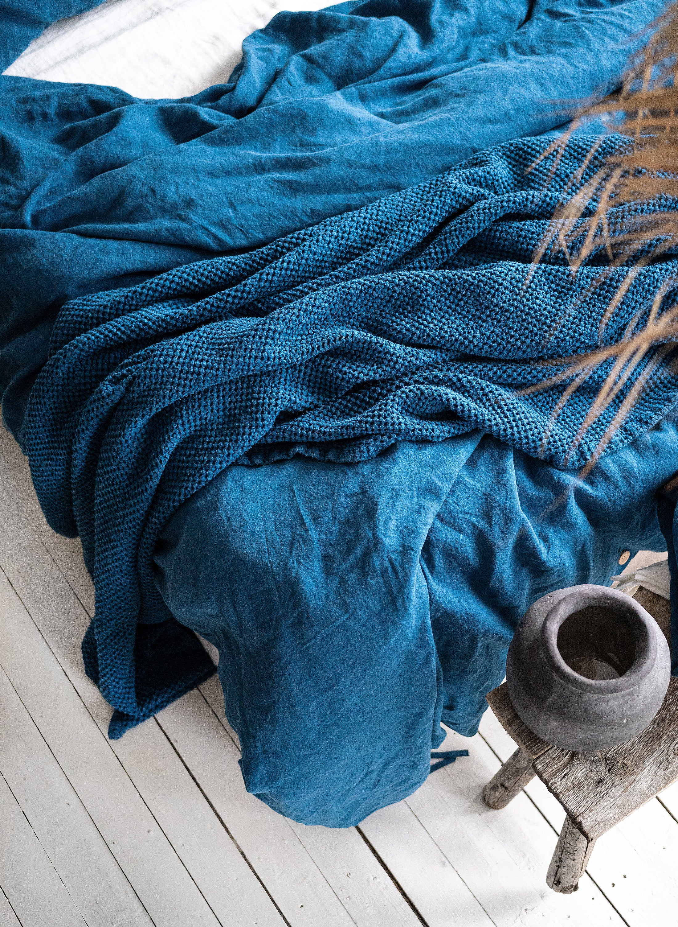 Linen Pillowcase in Lake Blue