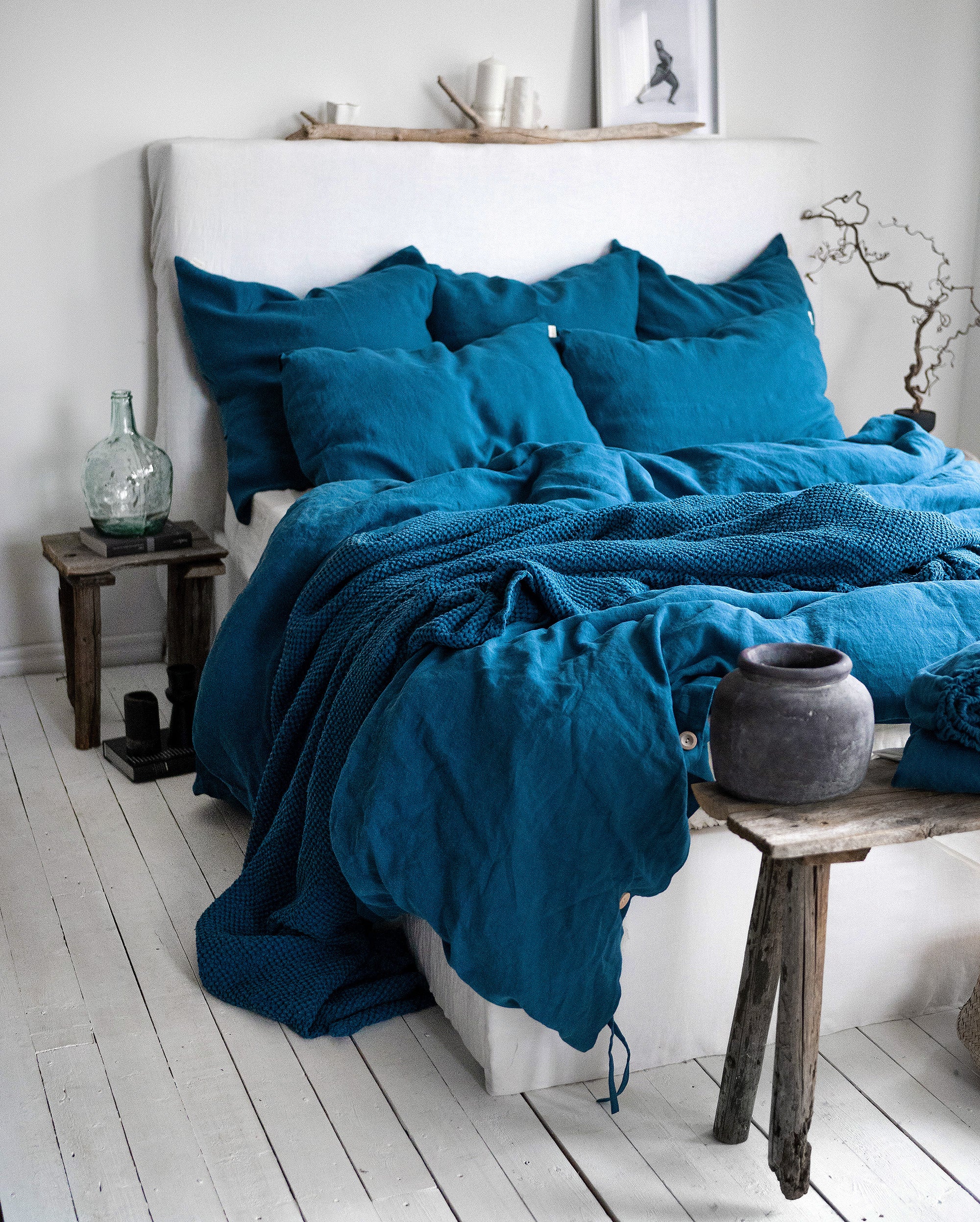 Linen Pillowcase in Lake Blue