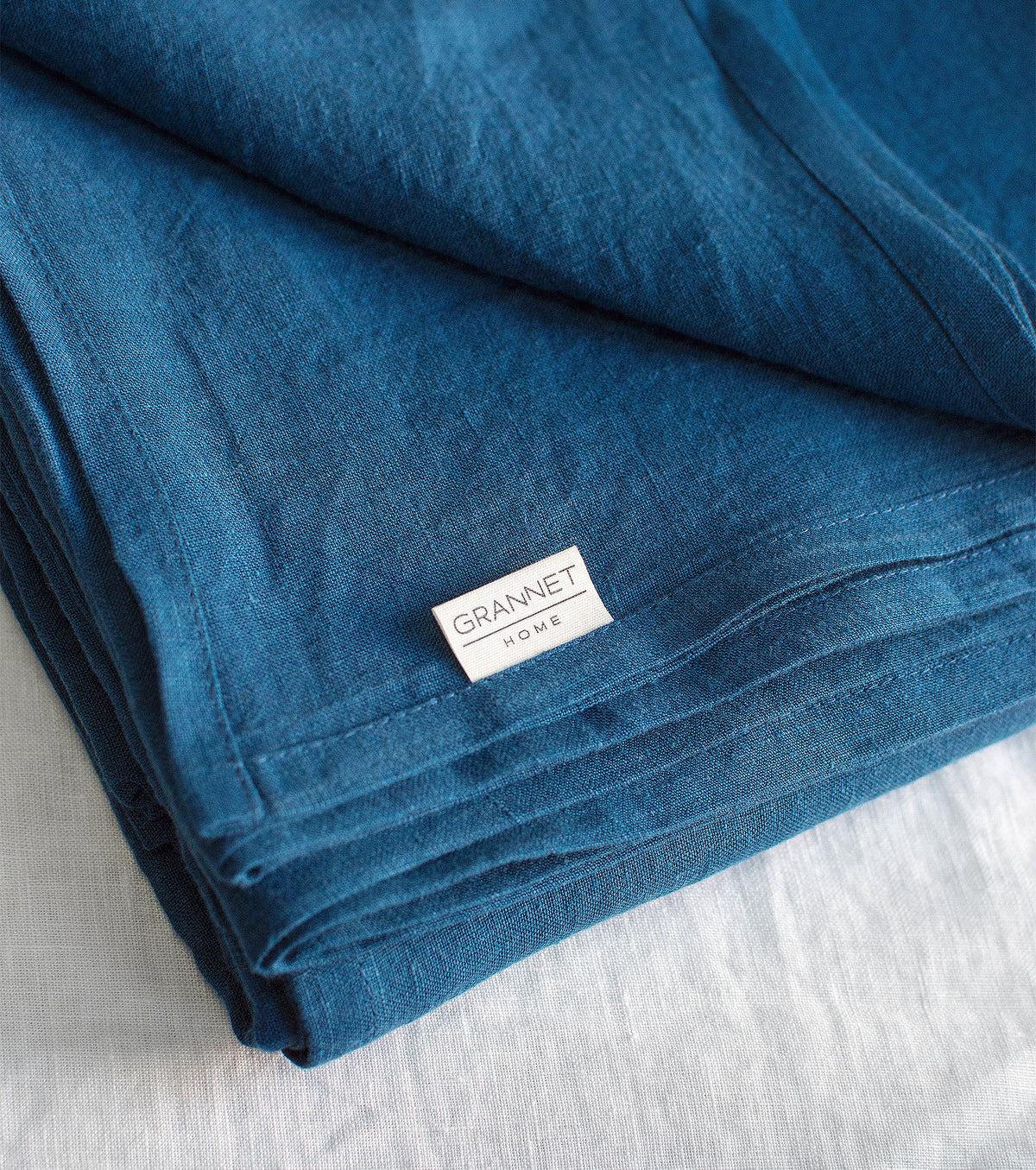 Linen Flat Sheet in Lake Blue