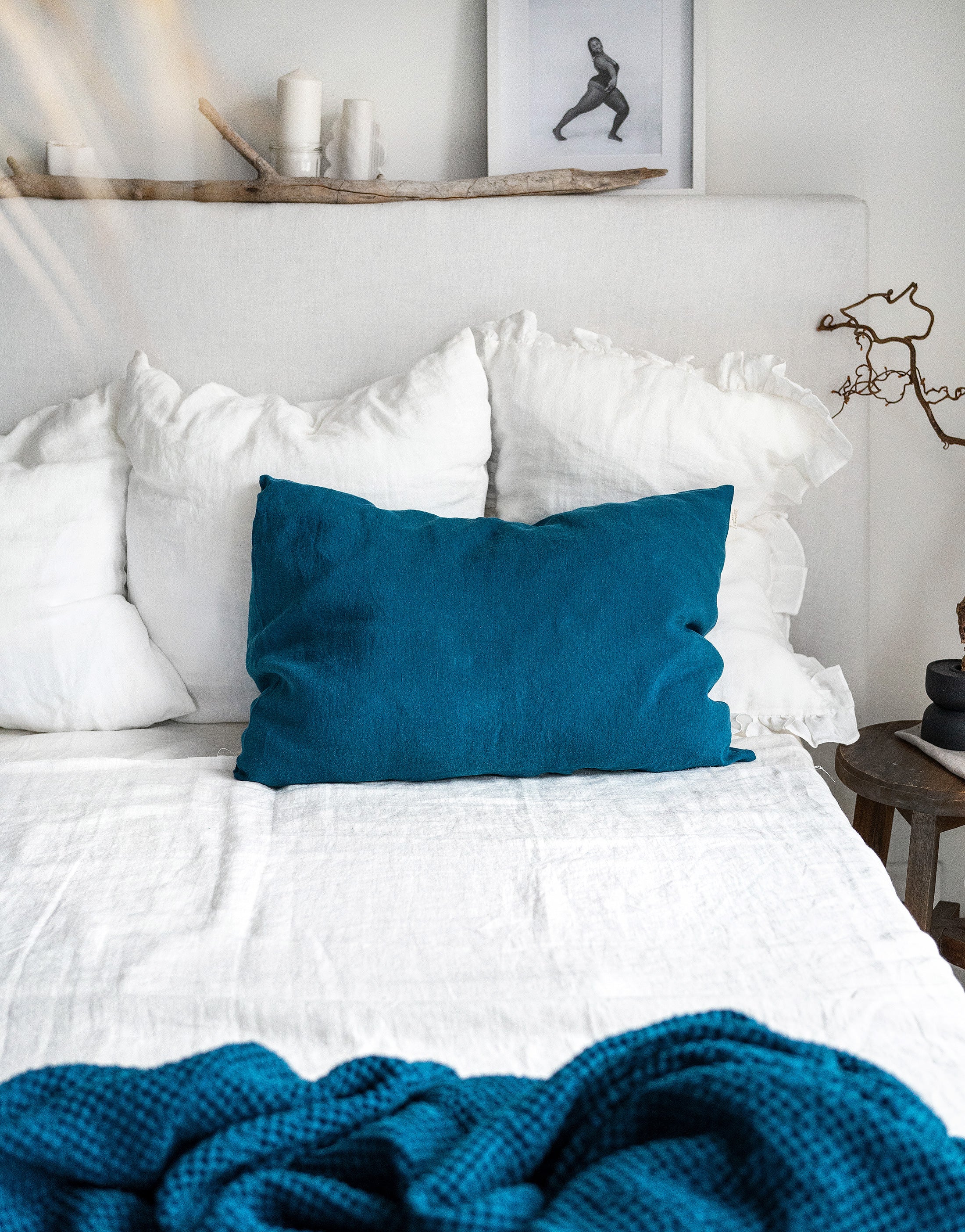 Linen Pillowcase in Lake Blue