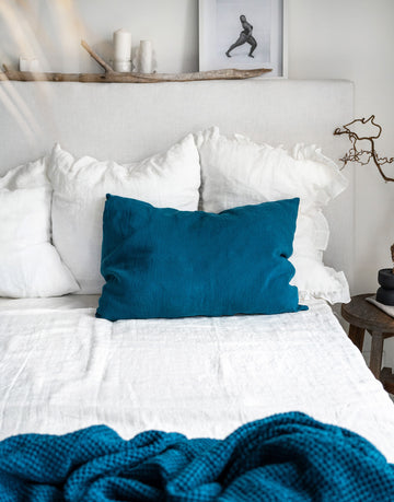 Linen Pillowcase in Lake Blue