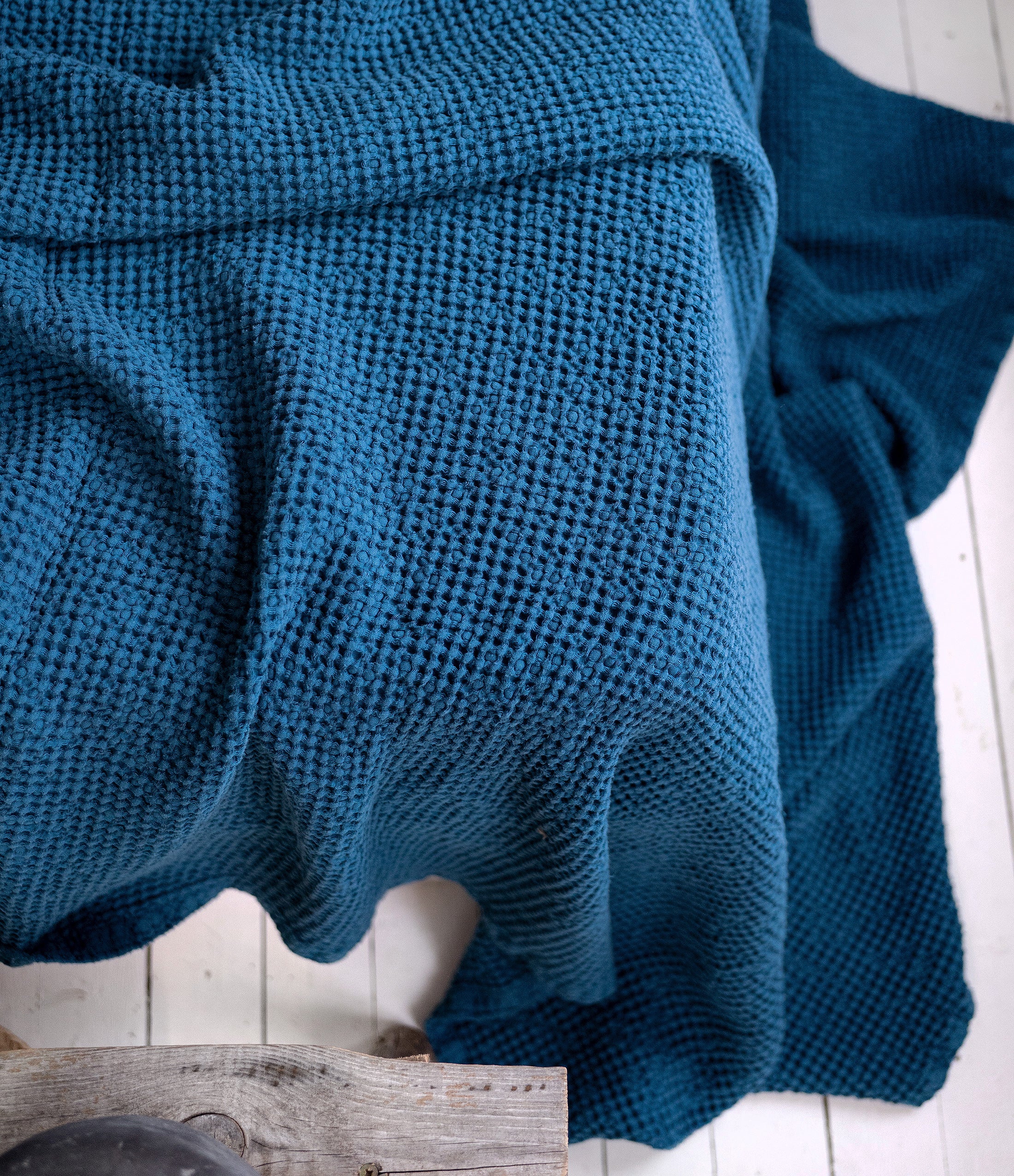 Waffle Blanket in Lake Blue