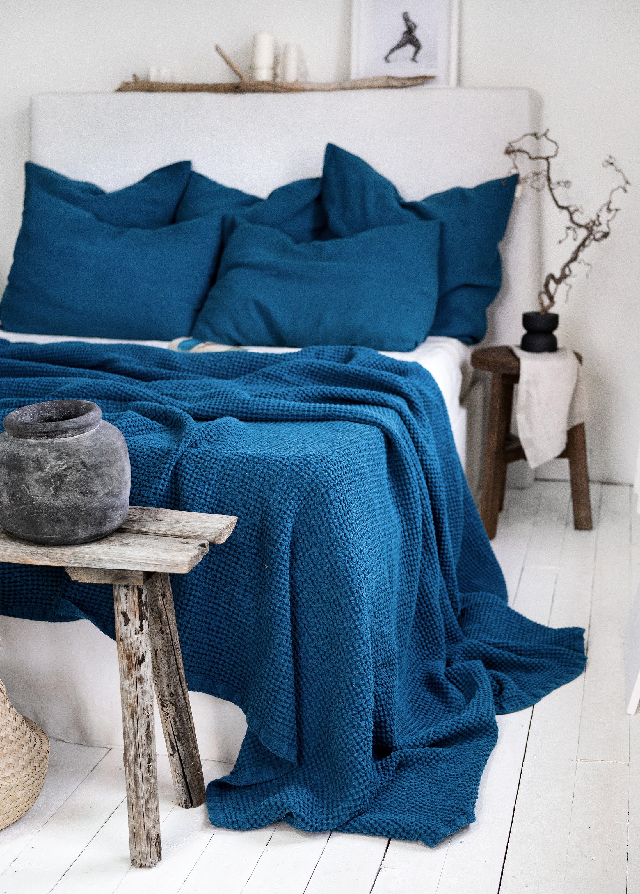 Waffle Blanket in Lake Blue