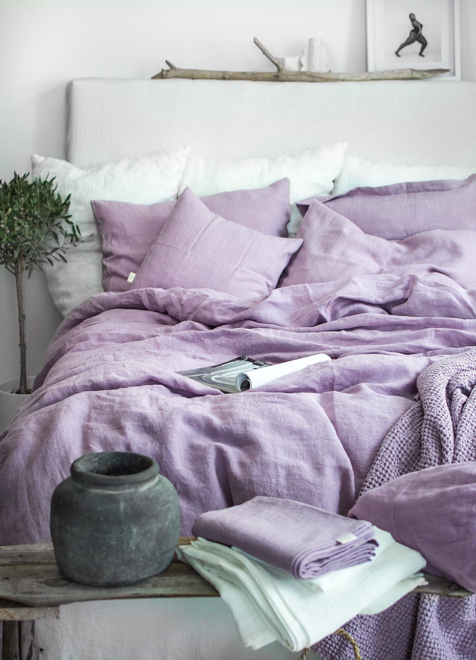 Linen Fitted Sheet in Lavender
