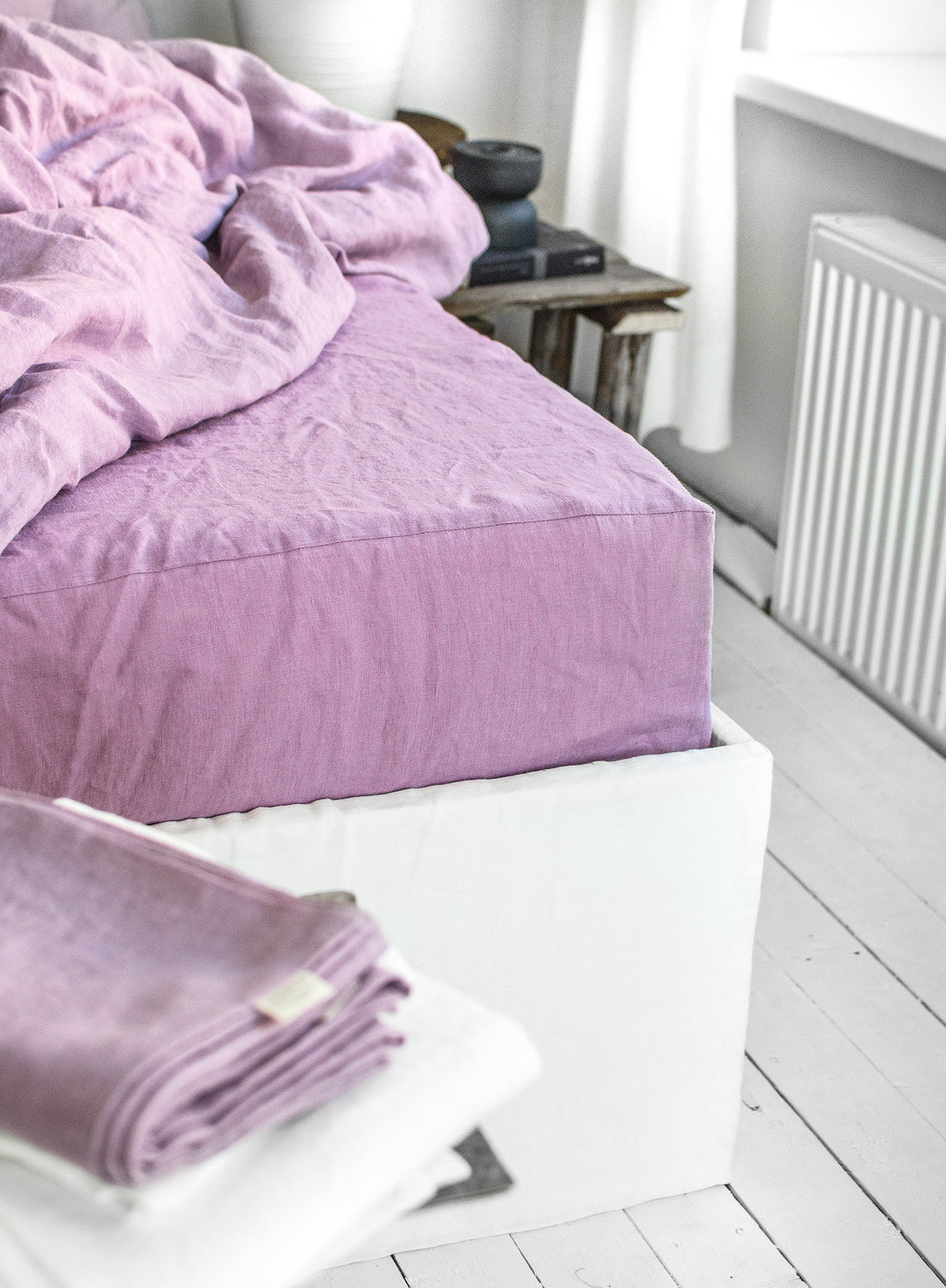 Linen Fitted Sheet in Lavender