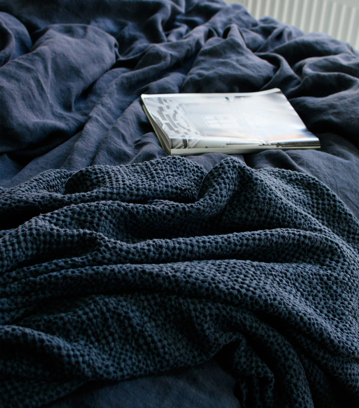 Linen Bedding Set in Graphite Blue - Duvet Cover & 2 Pillowcases
