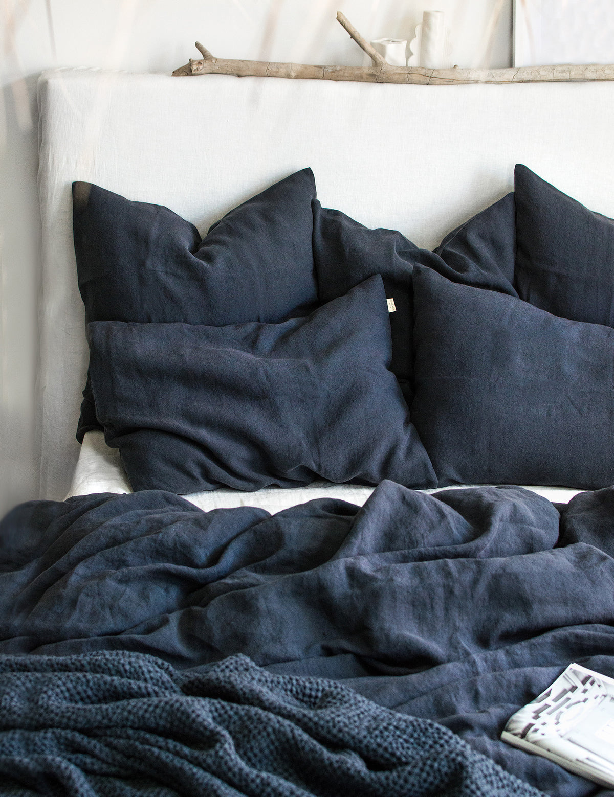 Linen Bedding Set in Graphite Blue - Duvet Cover & 2 Pillowcases