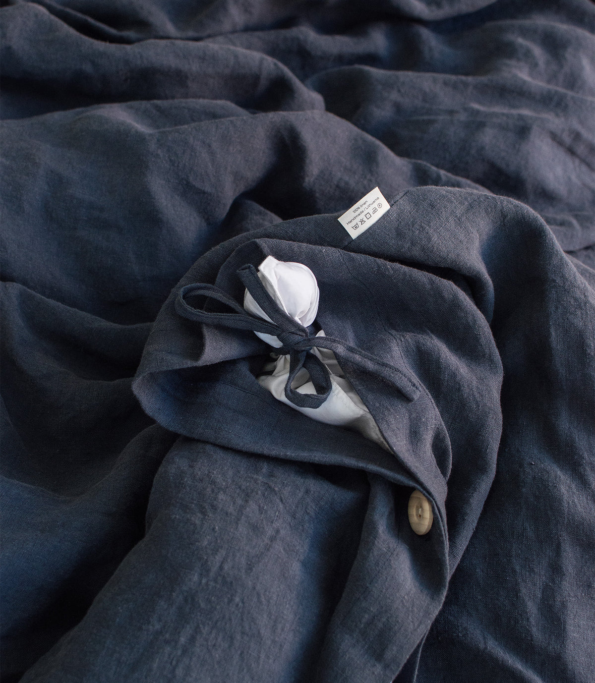 Linen Bedding Set in Graphite Blue - Duvet Cover & 2 Pillowcases