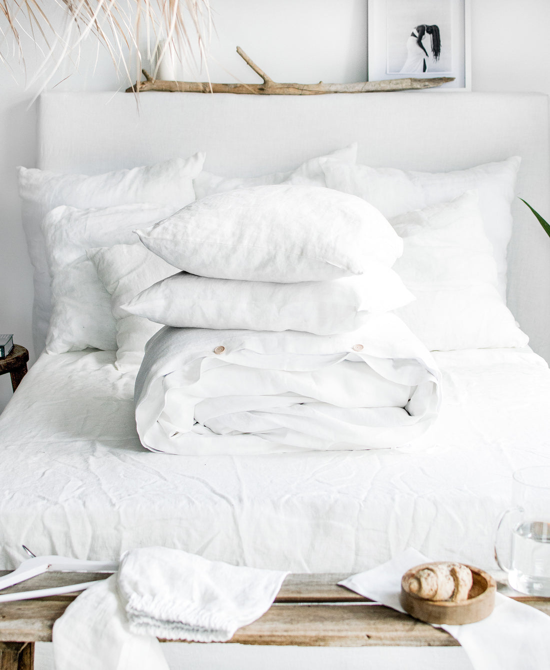 Linen Bedding Set in Milky White - Duvet Cover & 2 Pillowcases