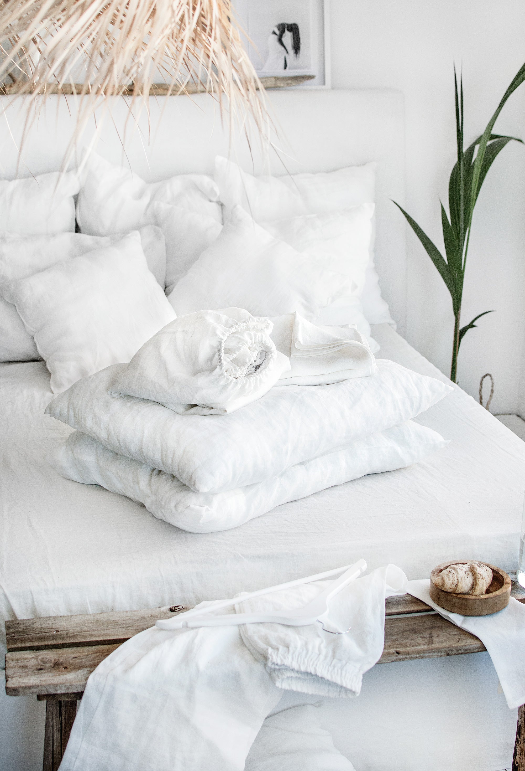 Linen Sheet Set in Milky White / Optic White