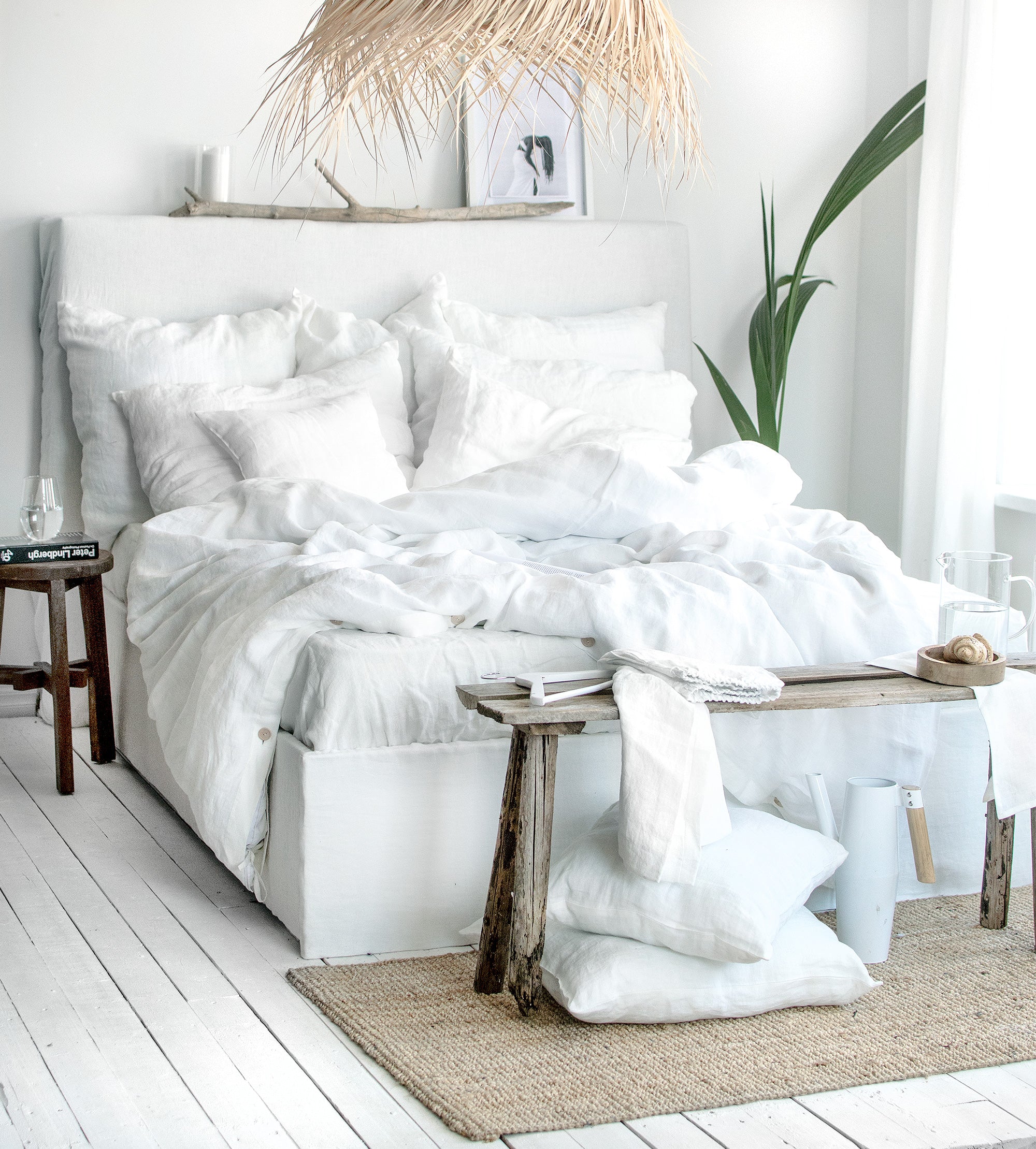 Linen Sheet Set in Milky White / Optic White