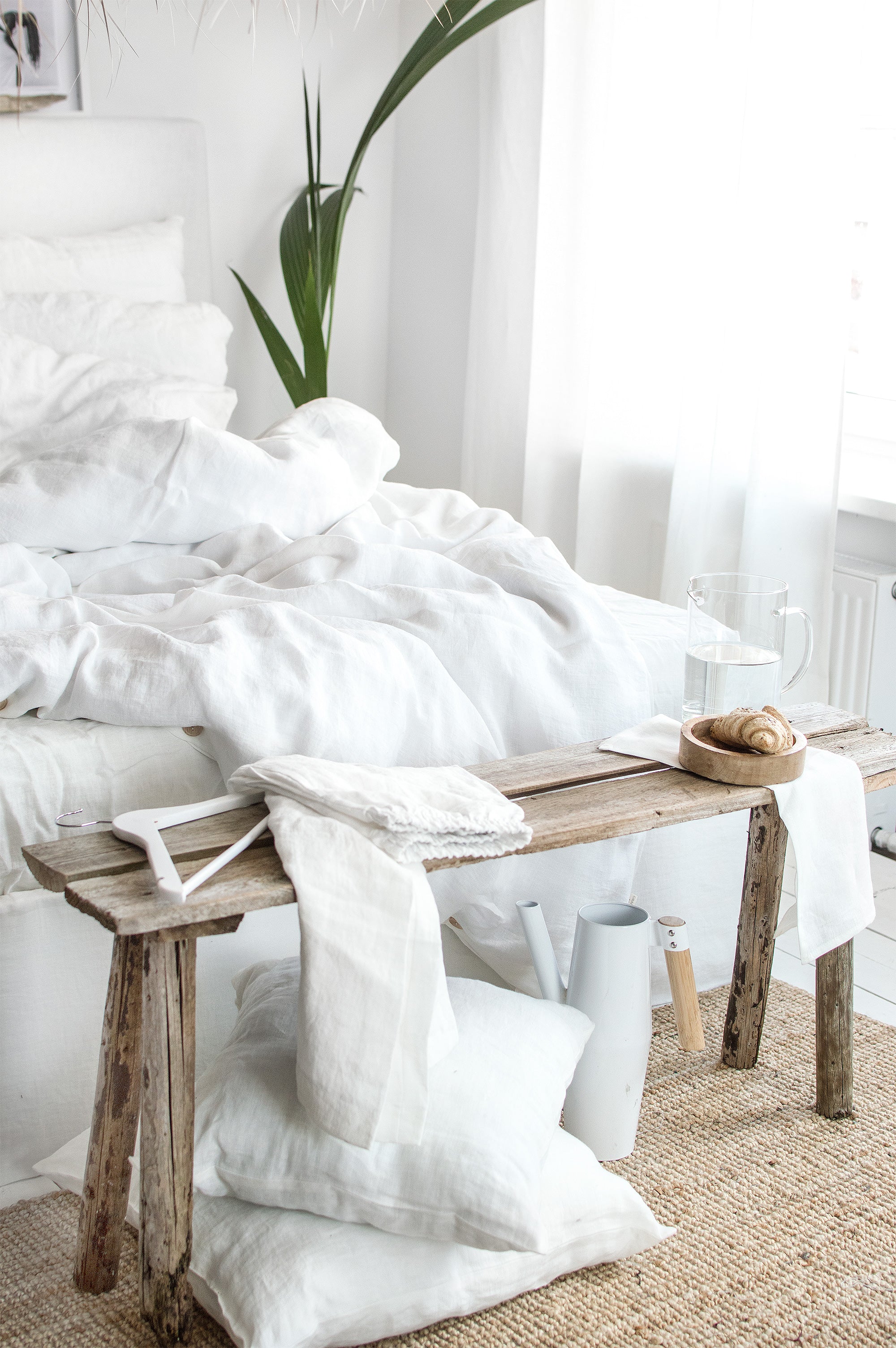 Linen Sheet Set in Milky White / Optic White