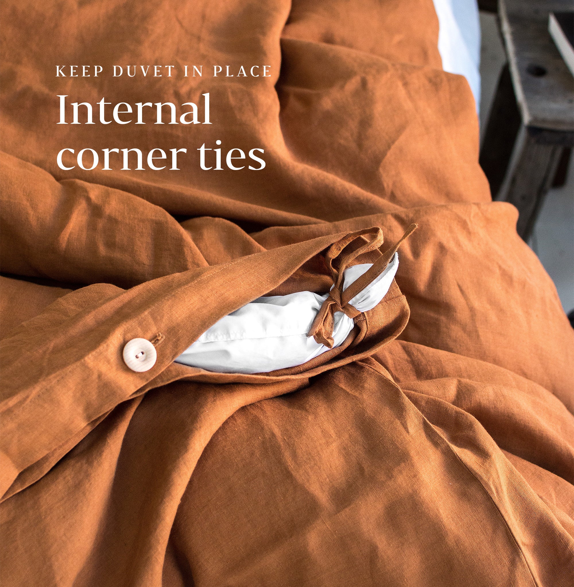 Linen Bedding Set in Cinnamon - Duvet Cover & 2 Pillowcases
