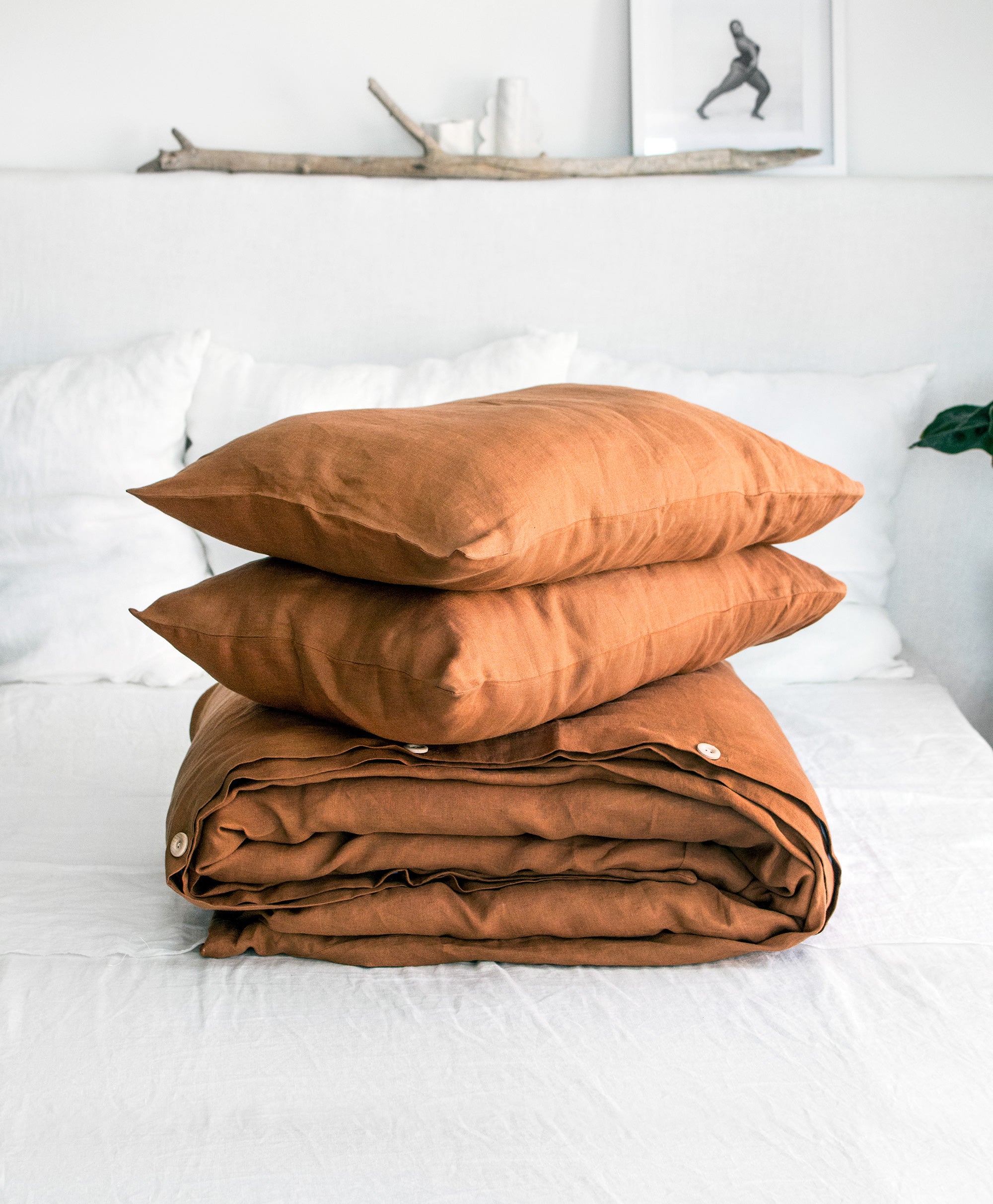 Linen Bedding Set in Cinnamon - Duvet Cover & 2 Pillowcases