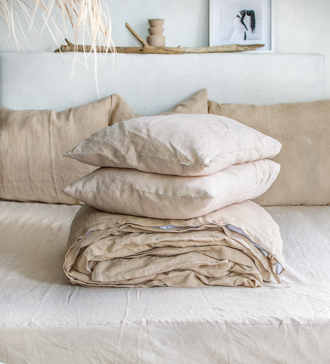 Linen Bedding Set in Cream - Duvet Cover & 2 Pillowcases