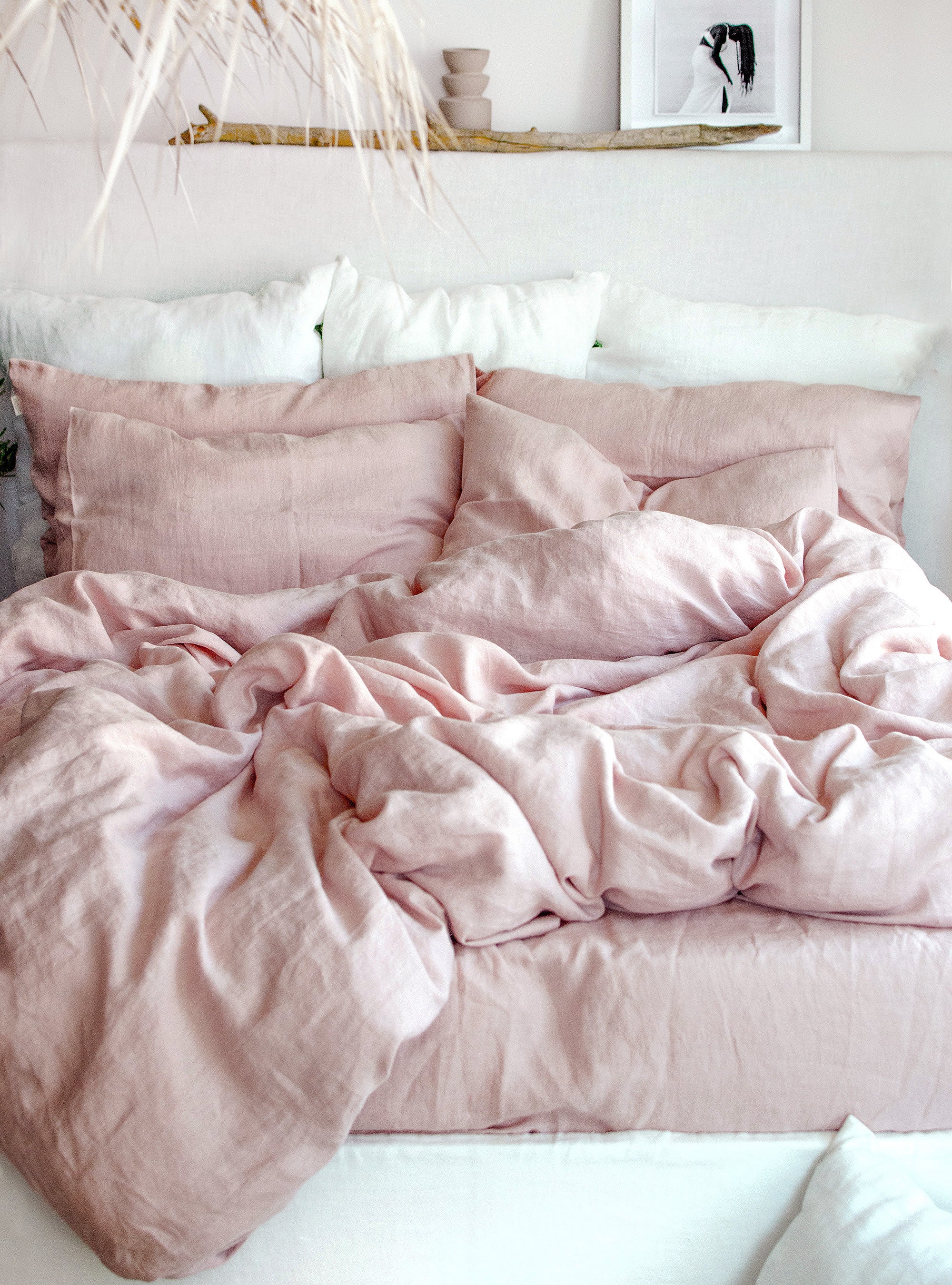 Linen Fitted Sheet in Dusty Rose