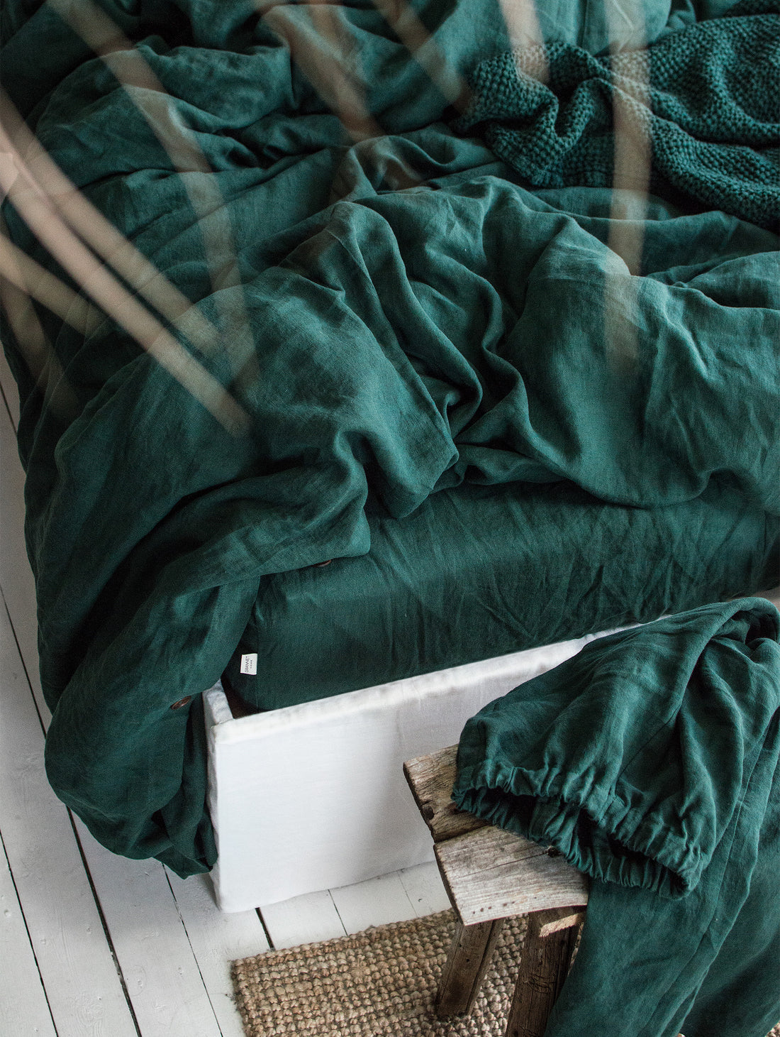 Linen Flat Sheet in Jungle Green