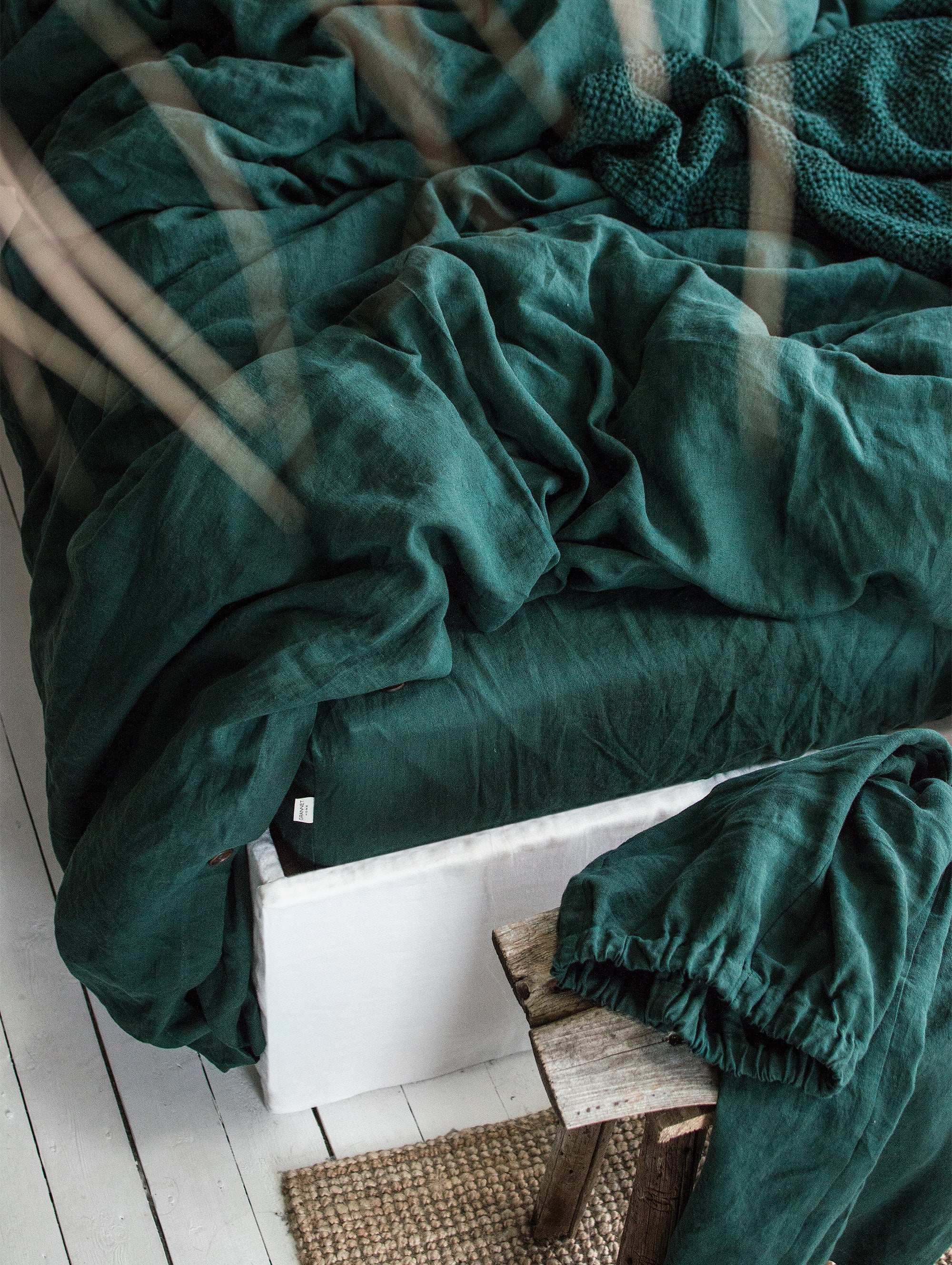 Linen Flat Sheet in Jungle Green