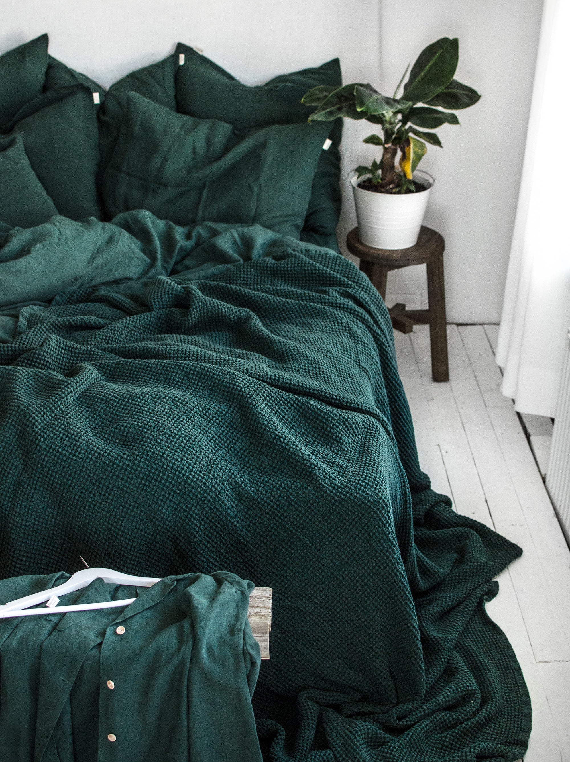 Linen Sheet Set in Jungle Green