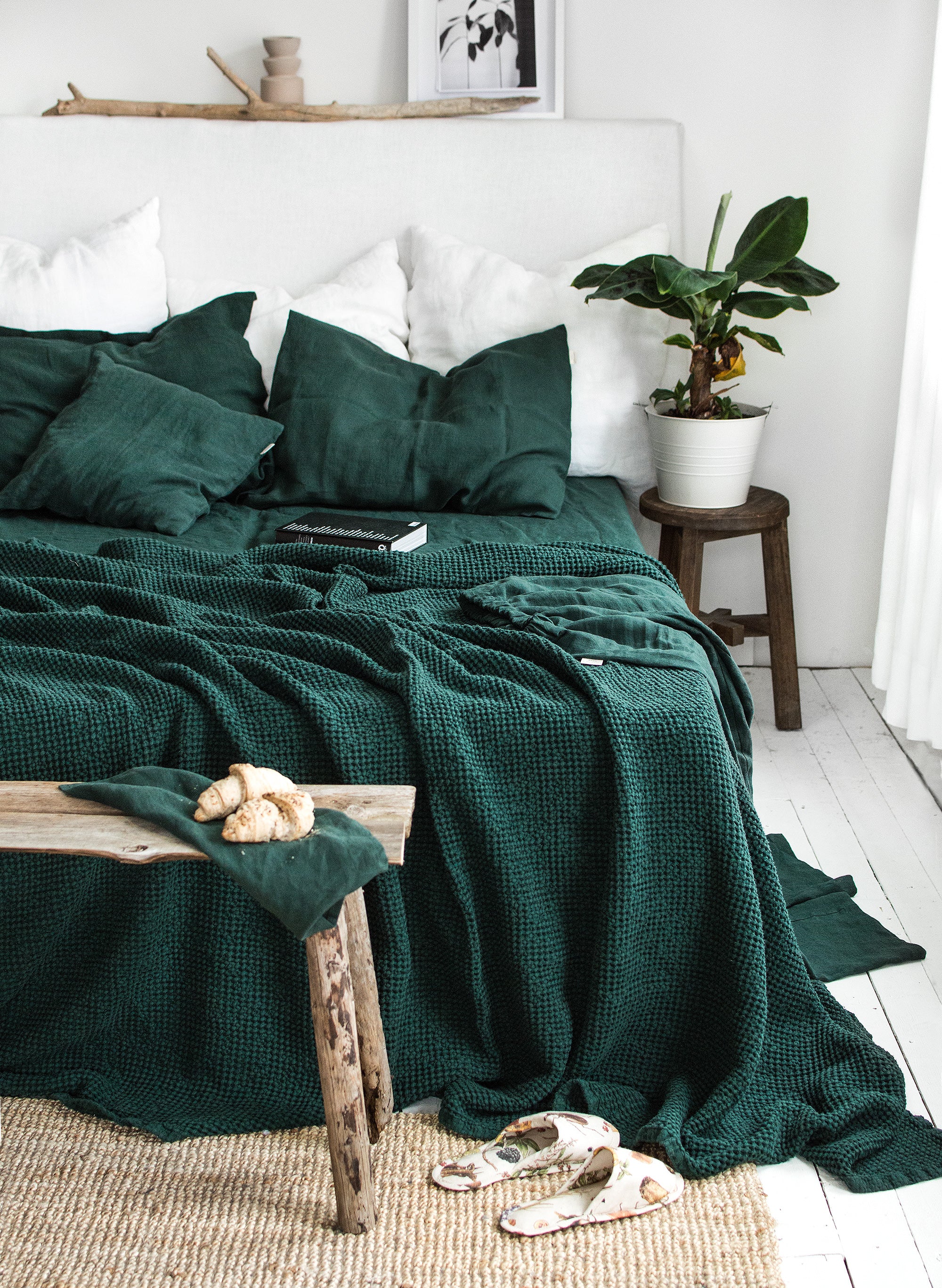 Linen Pillowcase in Jungle Green