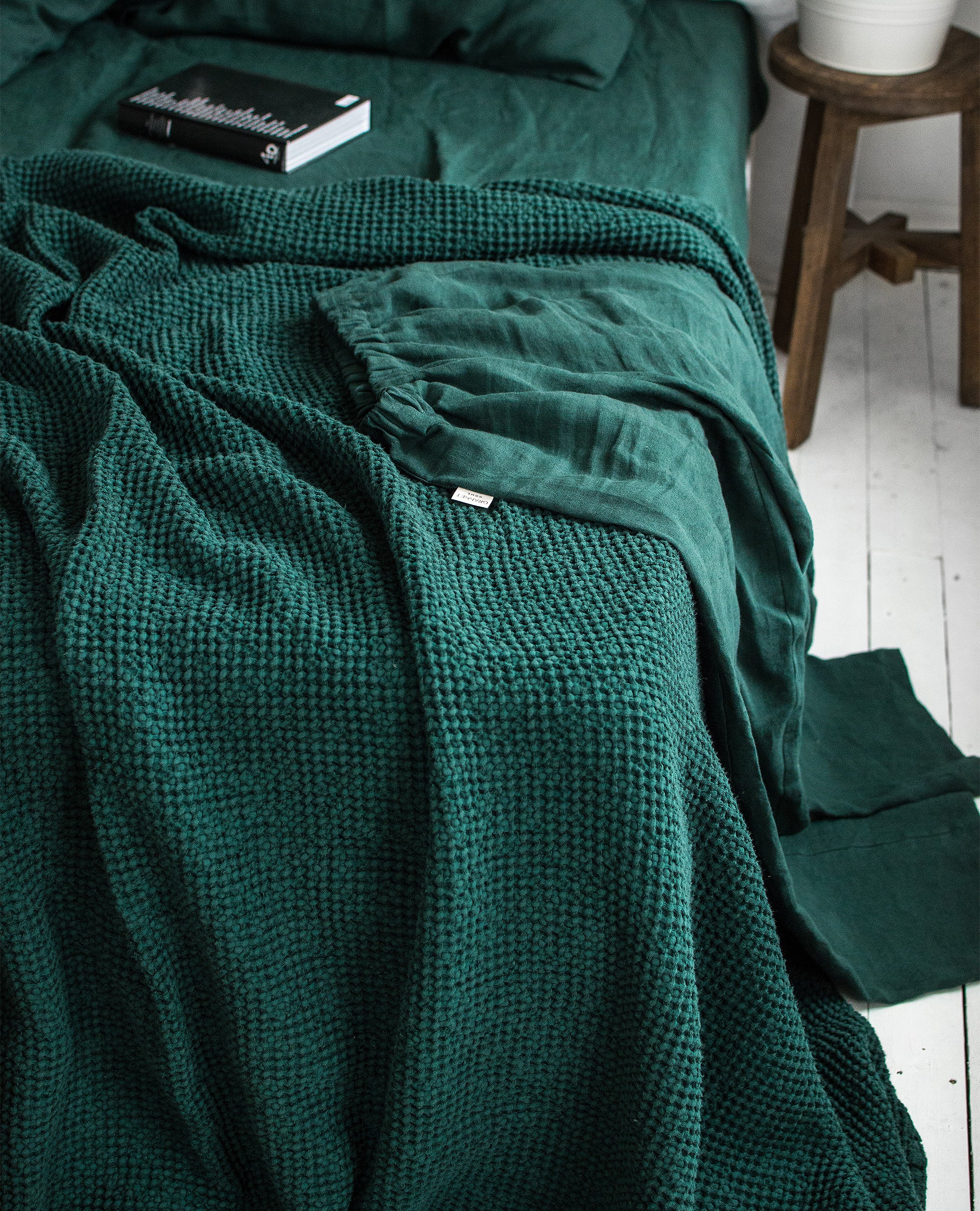 Waffle Blanket in Jungle Green