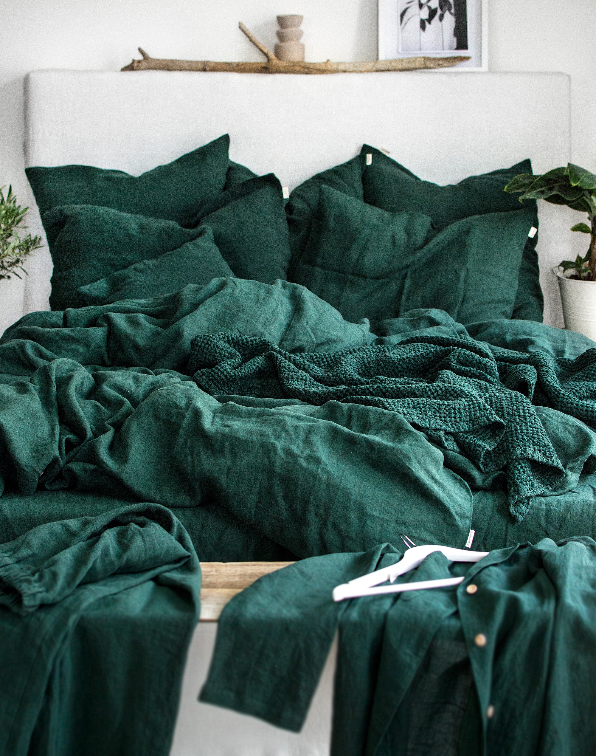 Linen Pillowcase in Jungle Green