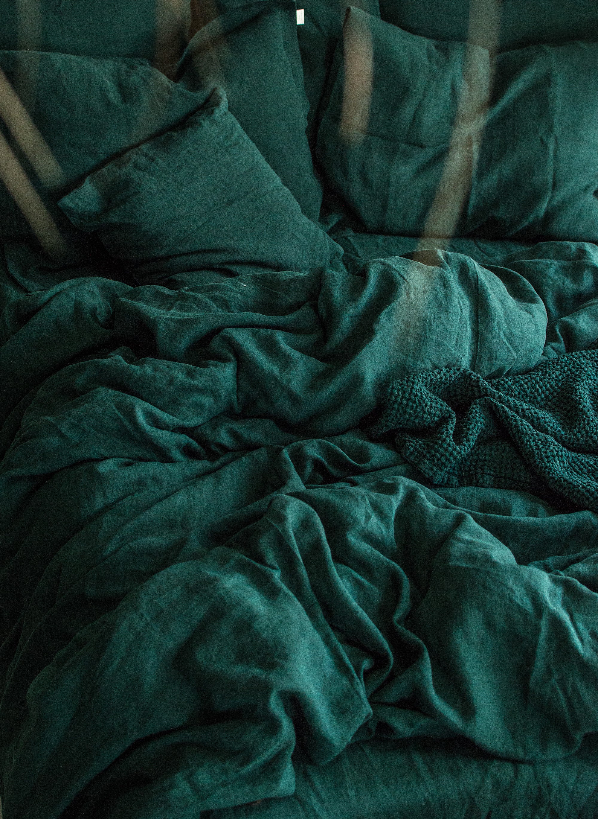 Linen Flat Sheet in Jungle Green
