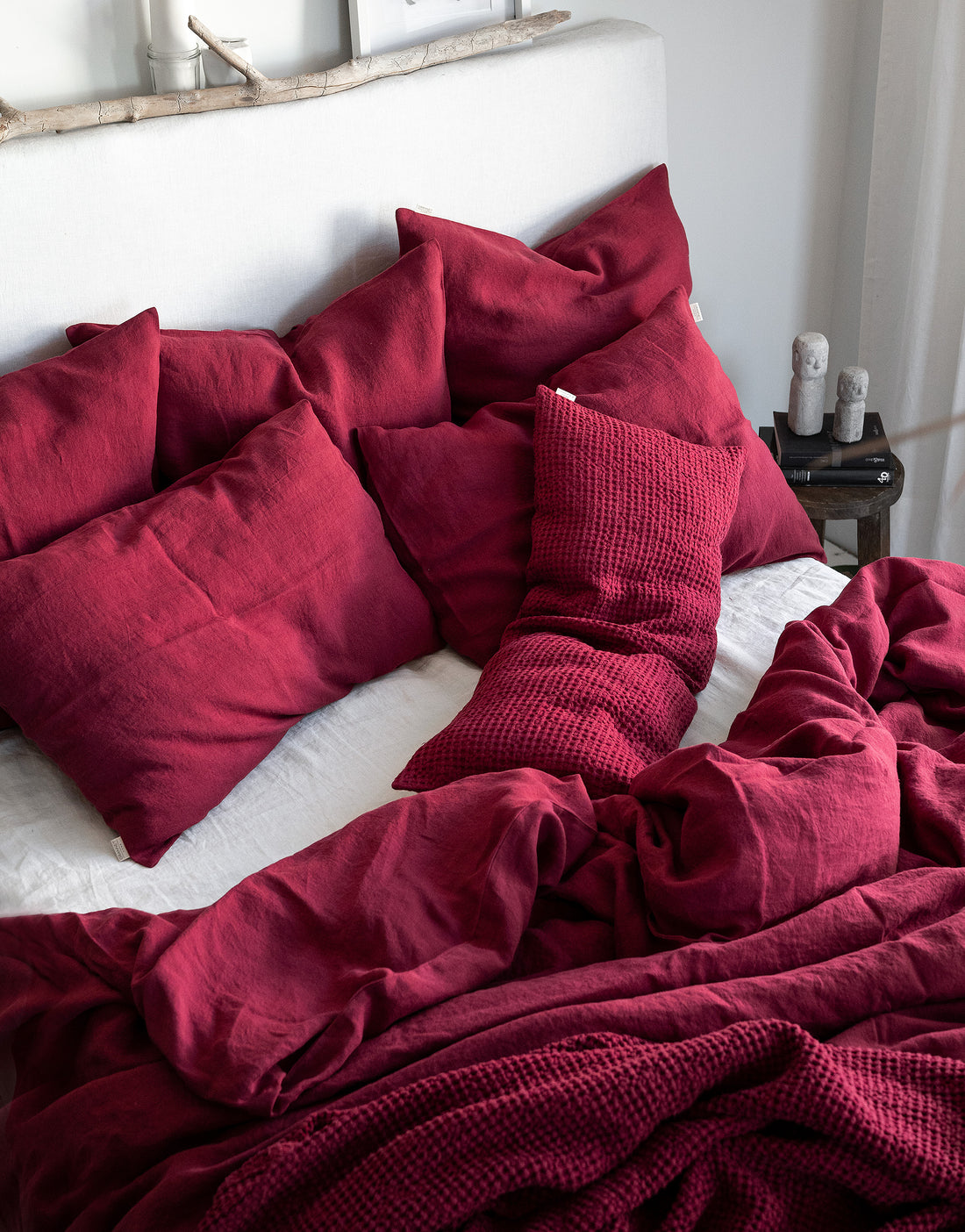 Linen Sheet Set in Raspberry
