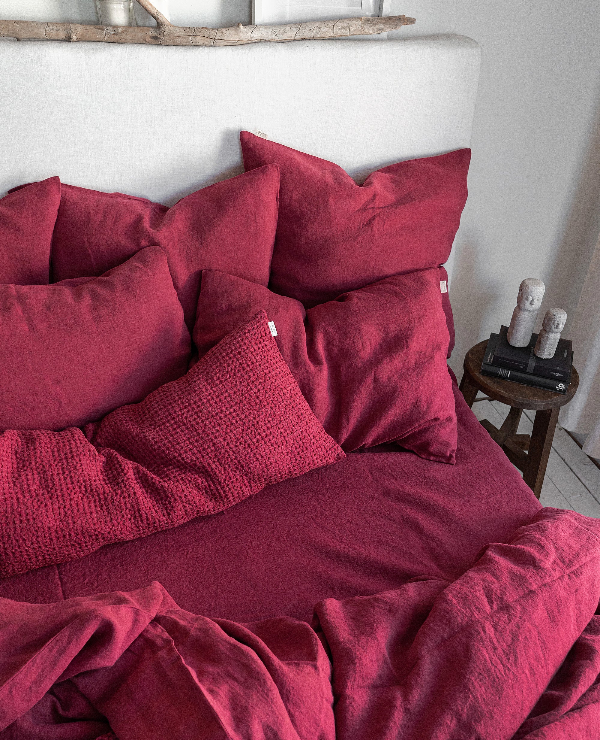 Linen Bedding Set in Raspberry - Duvet Cover & 2 Pillowcases