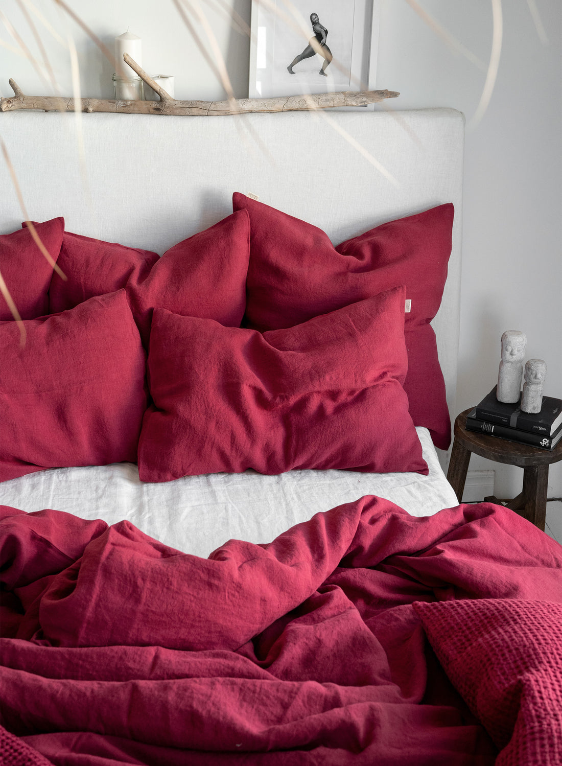 Linen Pillowcase in Raspberry