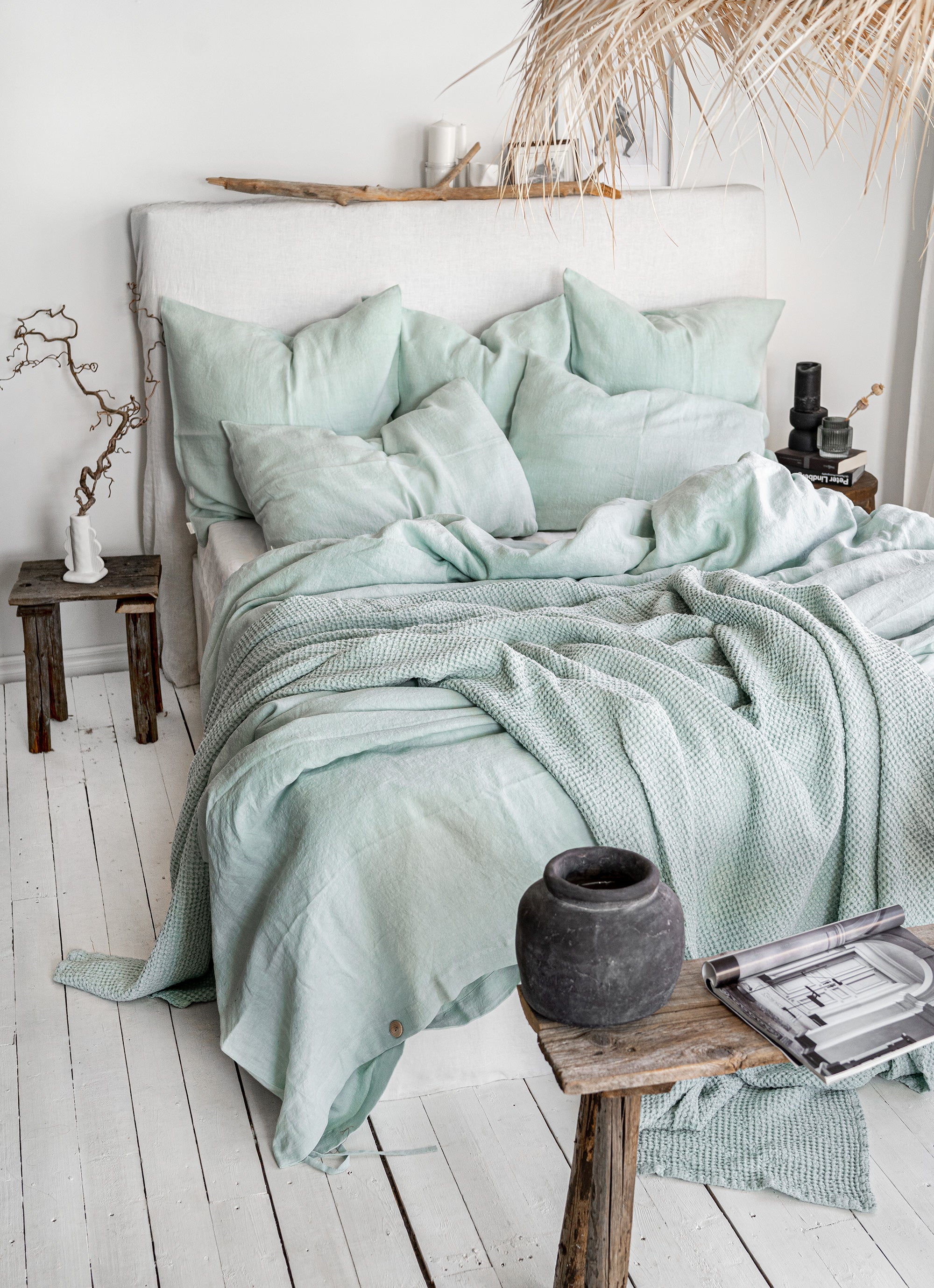 Waffle Blanket in Mint Green