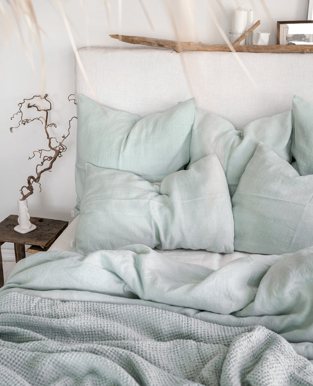 Linen Sheet Set in Mint Green