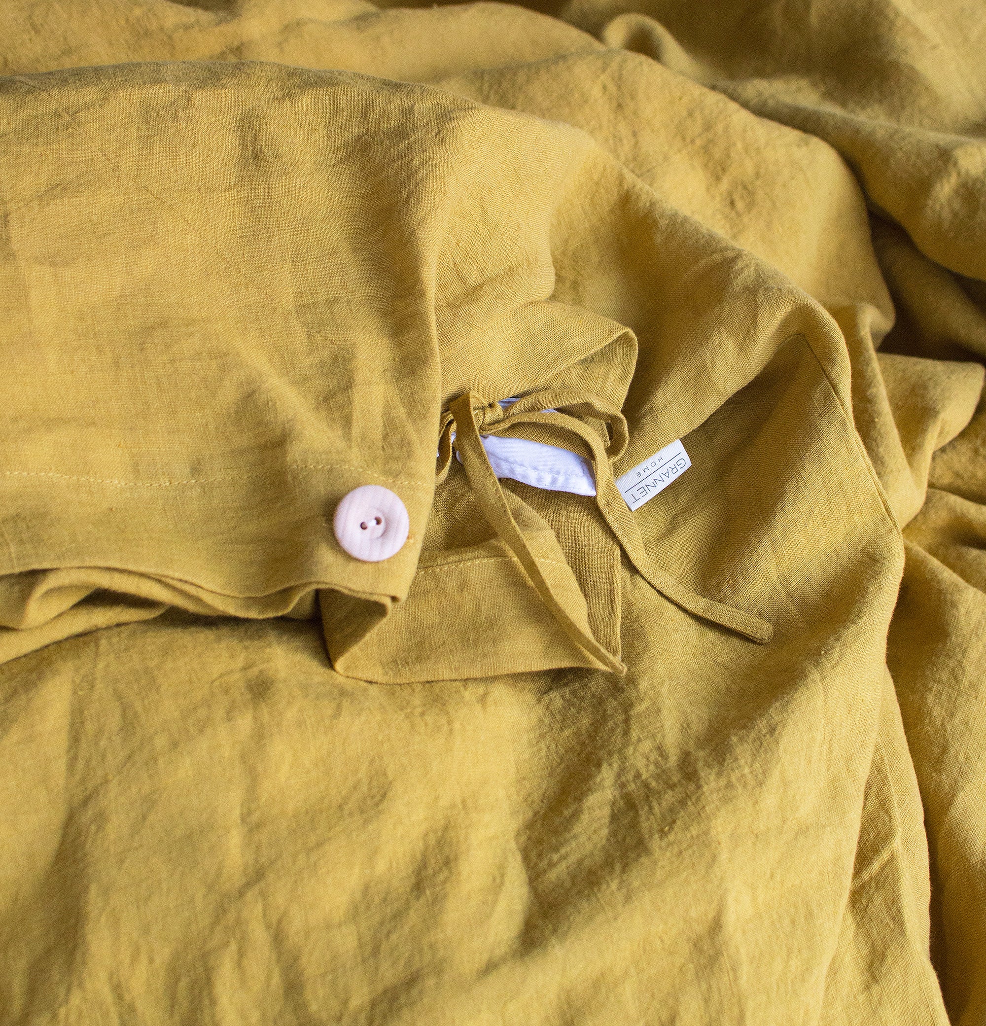 Linen Bedding Set in Yellow Ochre - Duvet Cover & 2 Pillowcases