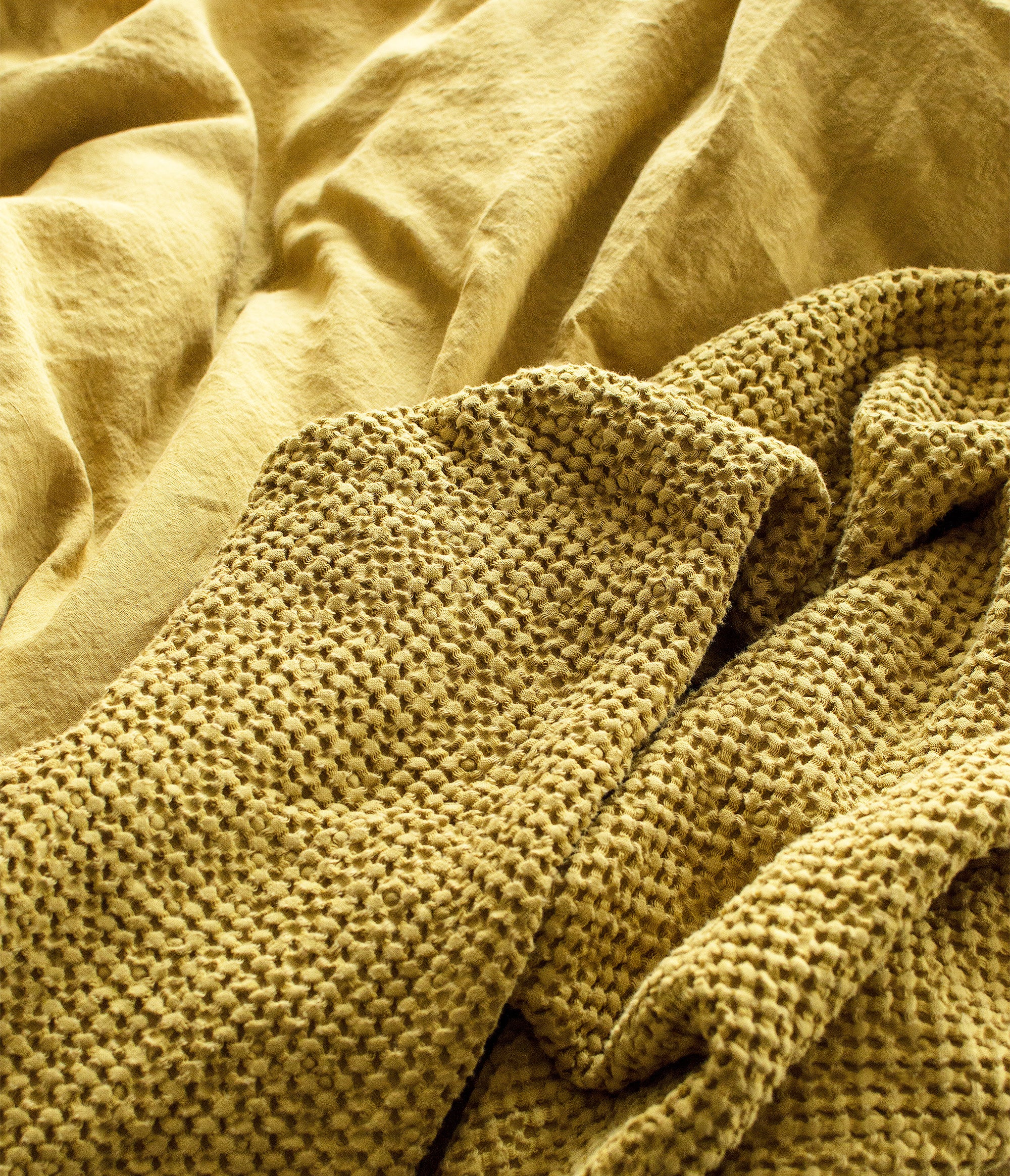 Waffle Blanket in Yellow Ochre