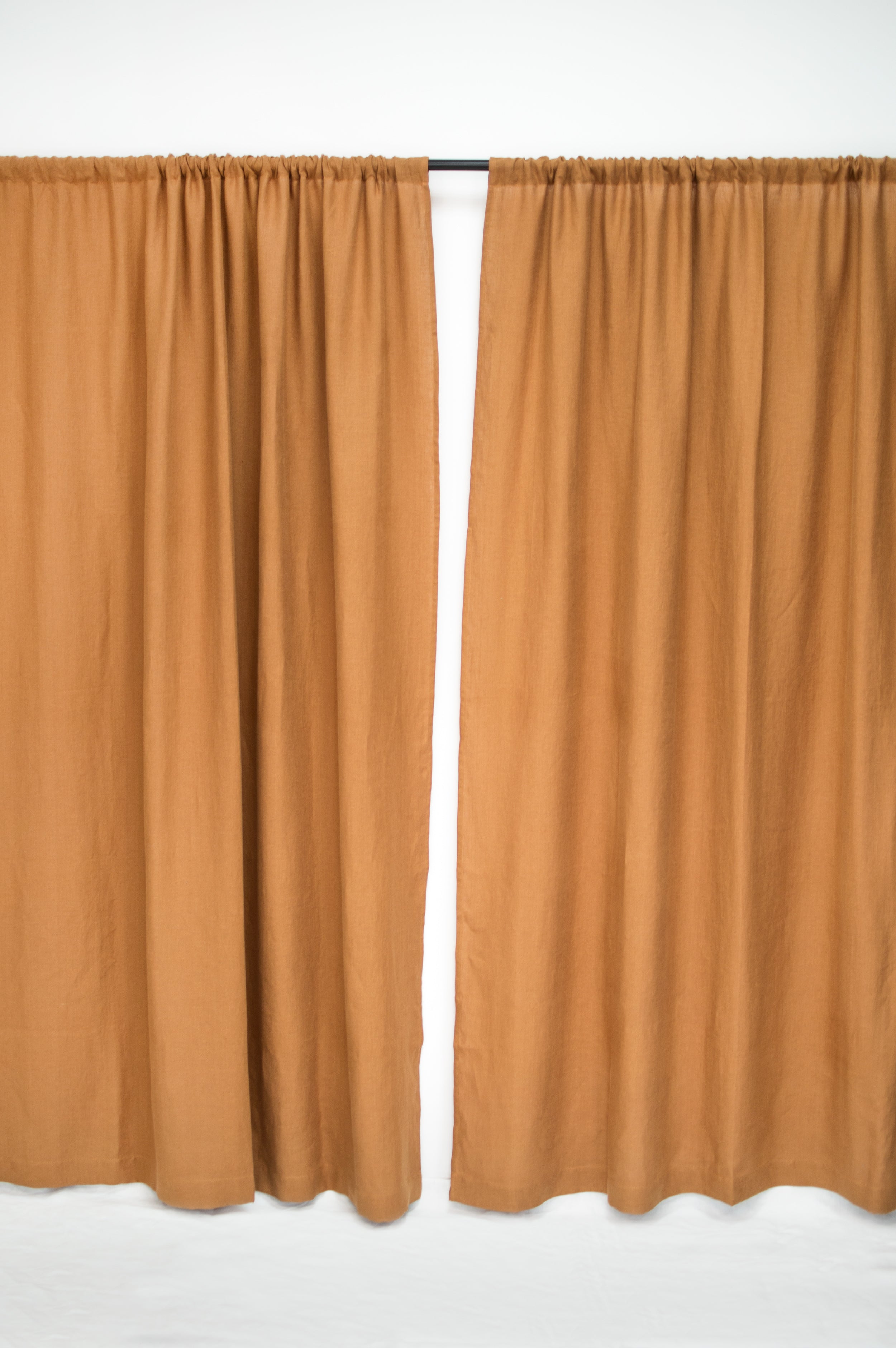 Rod Pocket Linen Curtains in Cinnamon