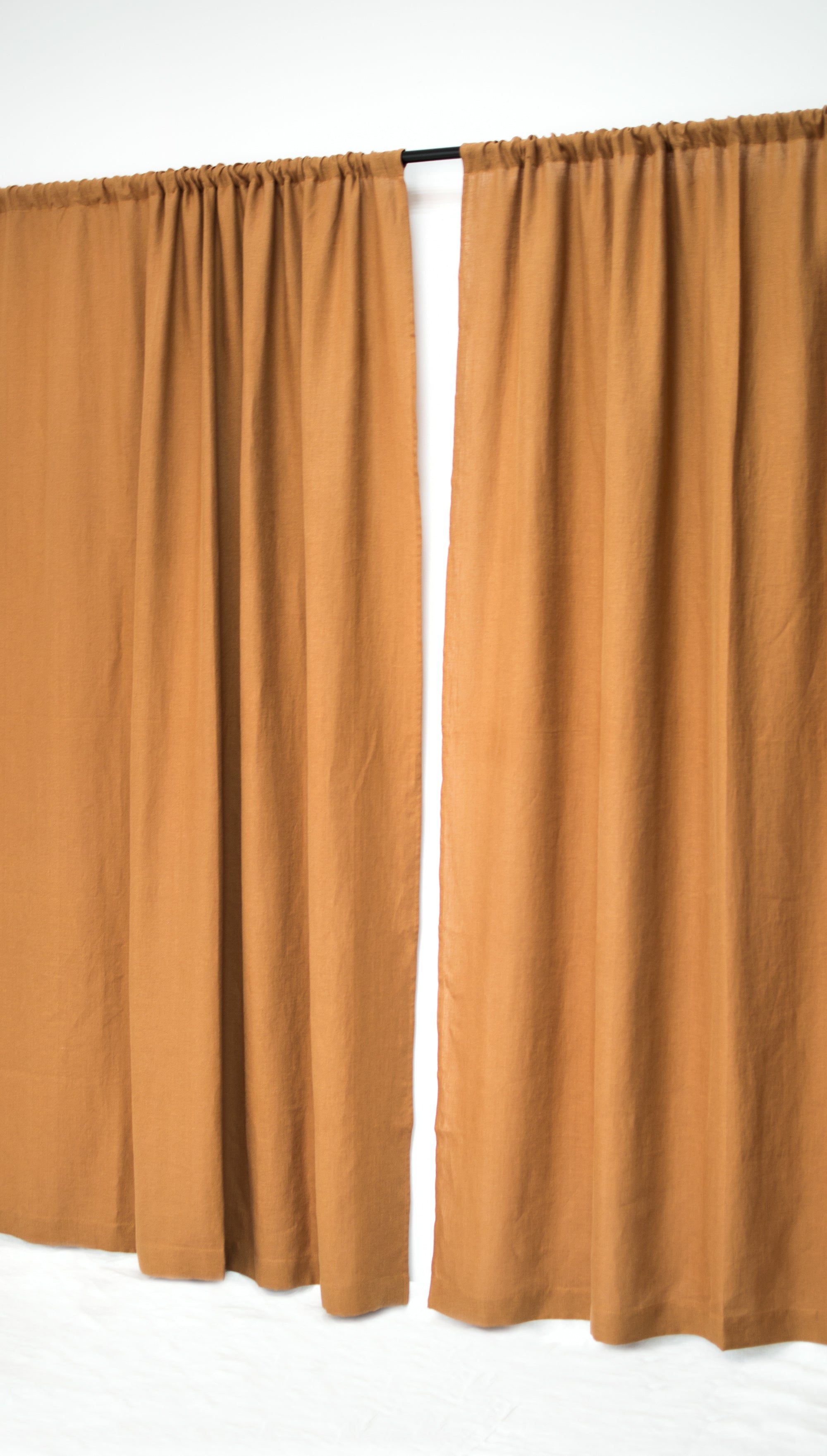 Rod Pocket Linen Curtains in Cinnamon